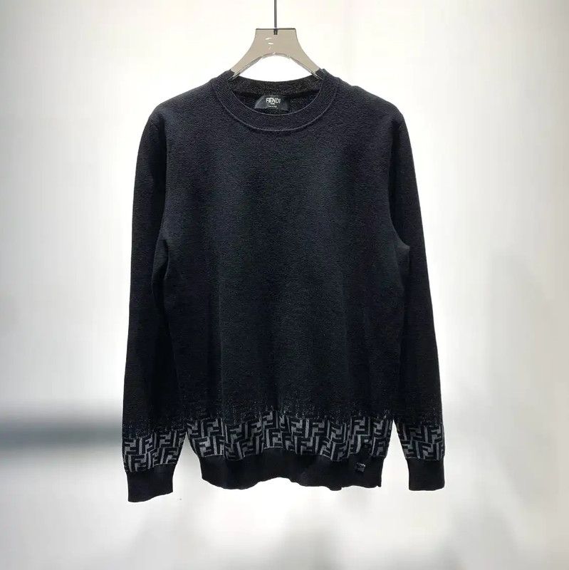 Fendi Fendi Black Wool Knit Sweater for Men 0089 Size US M / EU 48-50 / 2 - 1 Thumbnail