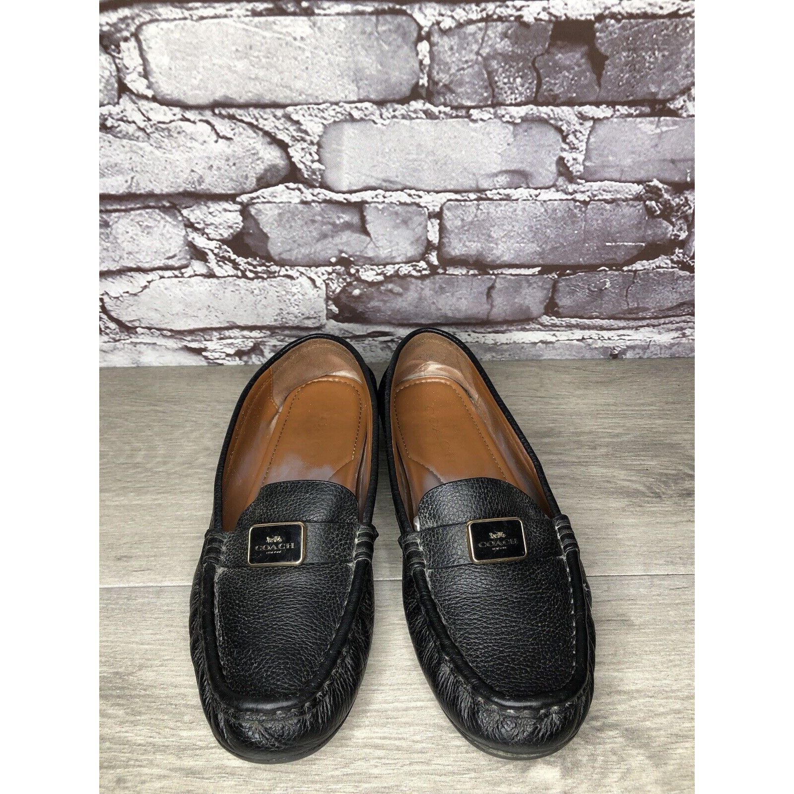 Coach Coach Black Pebbled Leather Badge Moccasin Loafers Shoes Wom Size US 8.5 / IT 38.5 - 10 Thumbnail