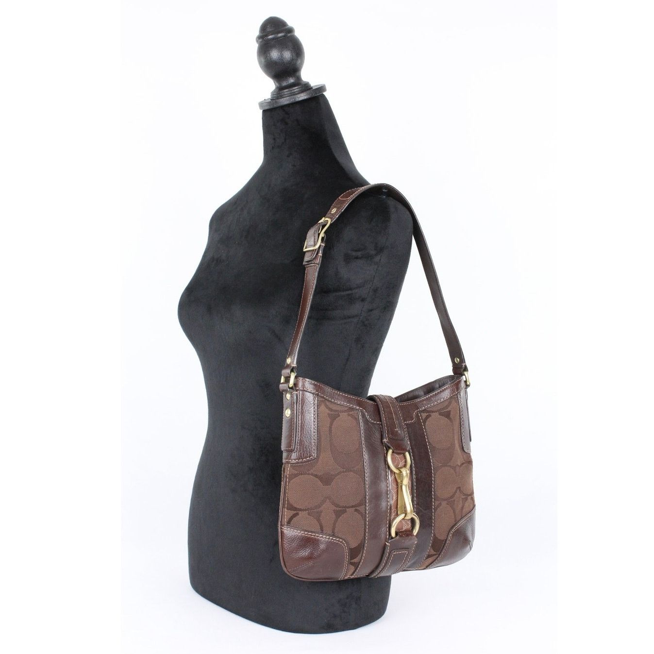 Coach Coach Y2K Brown Signature Jacquard&Leather Hobo Bag #11067 Size ONE SIZE - 2 Thumbnail
