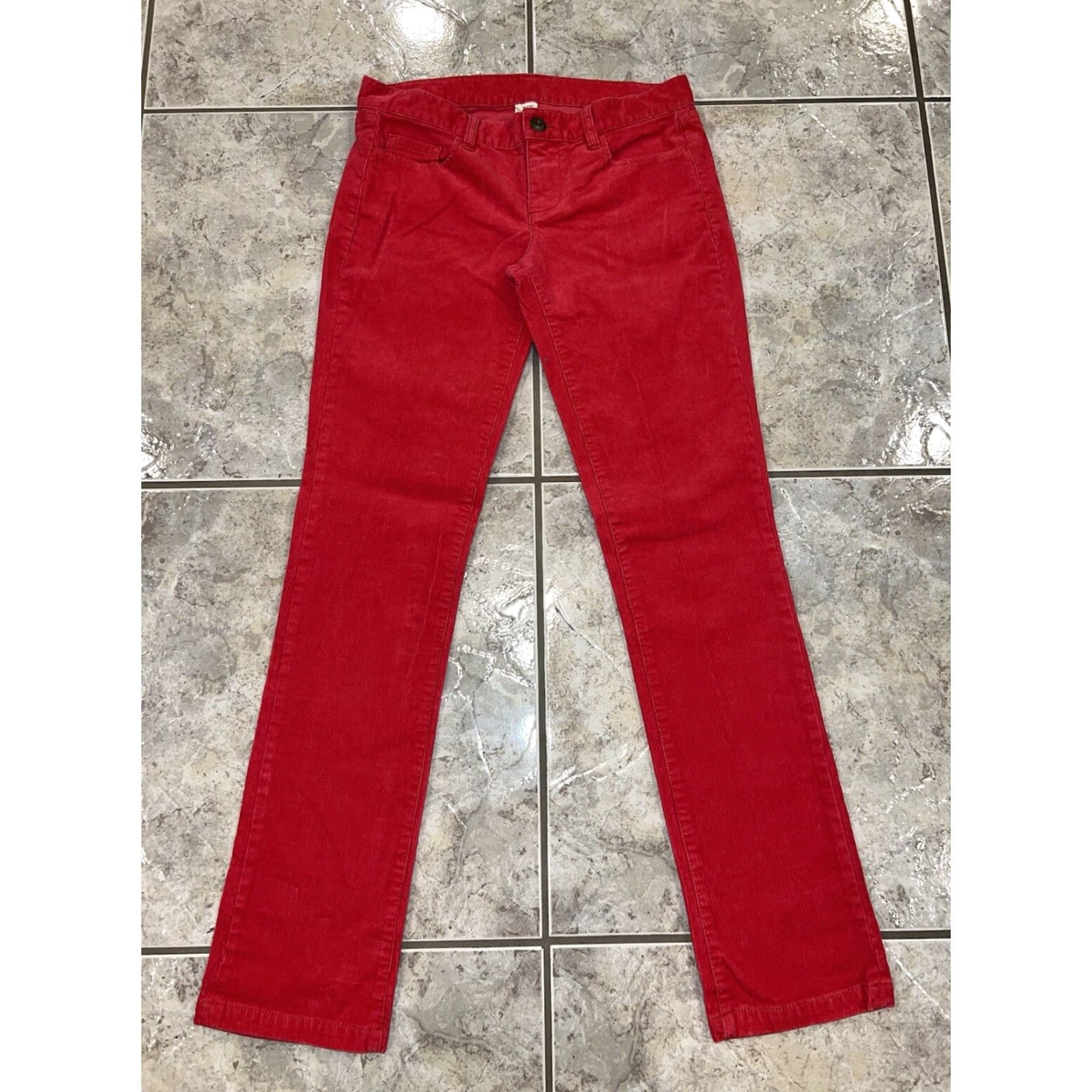 J.Crew J.CREW City Fit Corduroy Pants Women 27R Straight Slim Inseam 32 Bright Peach Pink Casual Workwear Size 27" / US 4 / IT 40 - 4 Thumbnail