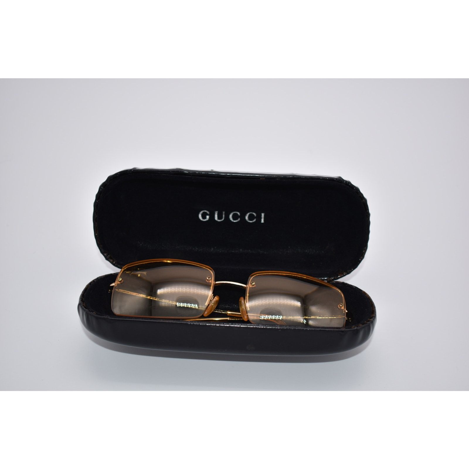 Gucci Vintage Gucci GG1653/S Gold Rimless Yellow Tint Sunglasses Size ONE SIZE - 2 Thumbnail