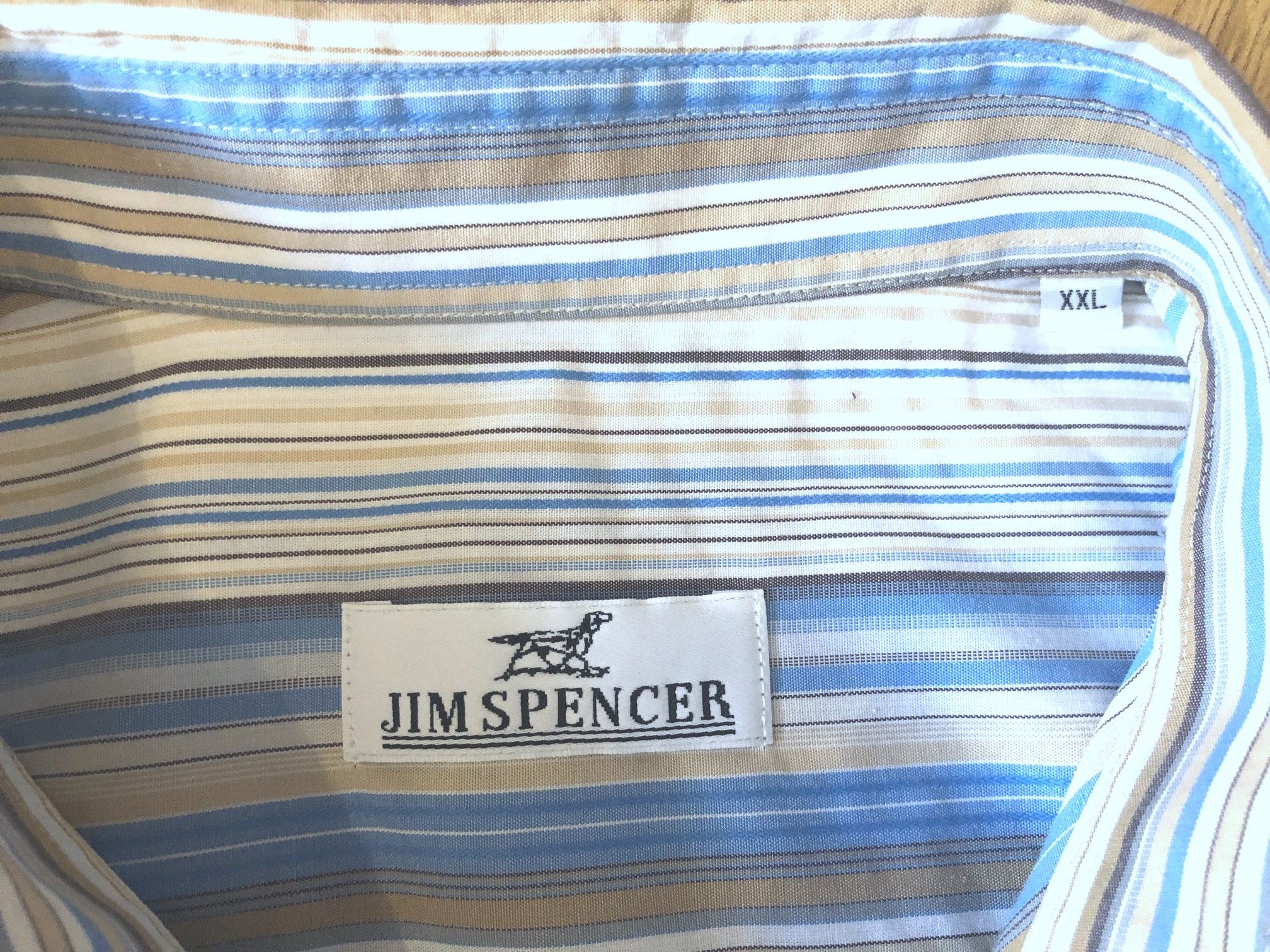 Other Men's striped shirt blue-white-beige 3XL Jim Spencer Size US XXL / EU 58 / 5 - 2 Thumbnail
