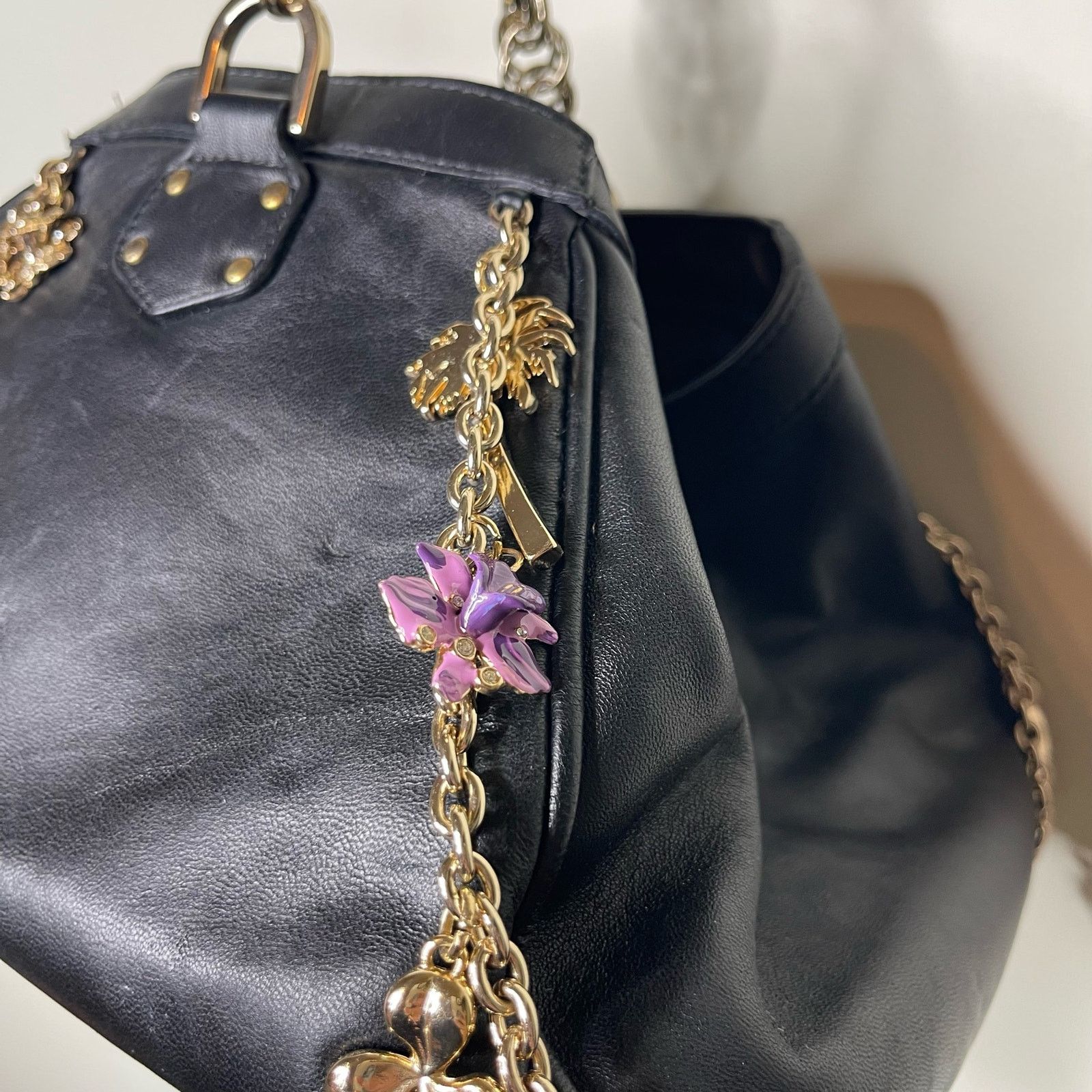 Versace Versace For H&M Black Leather Hobo Bag with Charms Size ONE SIZE - 2 Thumbnail