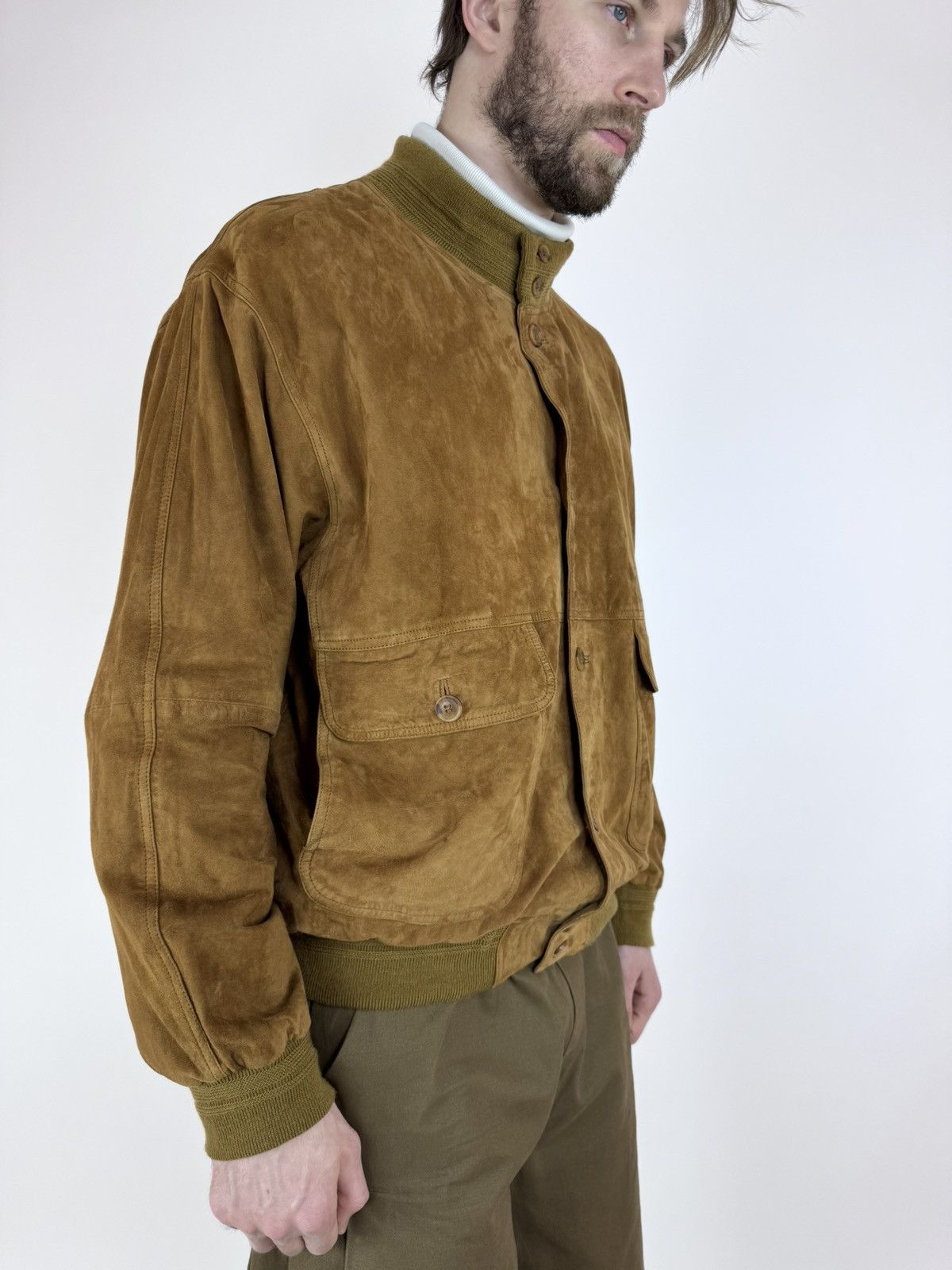 Other Vintage Suede Bomber Jacket Old Money Preppy Leather JKT Size US L / EU 52-54 / 3 - 16 Thumbnail