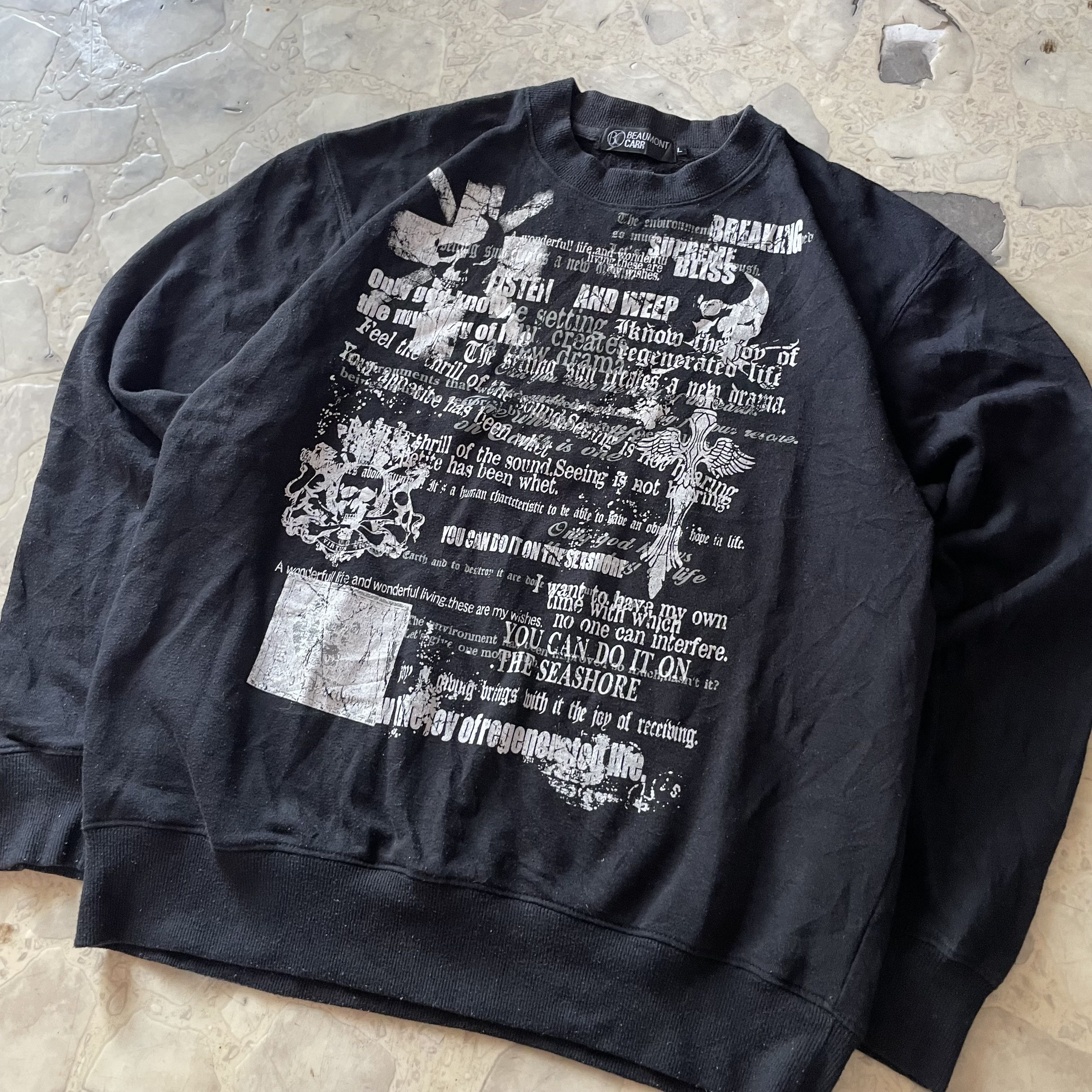 Japanese Brand Y2K Beaumont Carr Poem Crewneck IfSixWasNine Punk Grunge Size US M / EU 48-50 / 2 - 2 Thumbnail