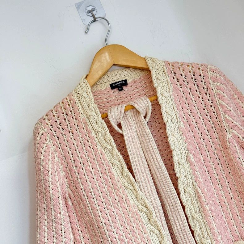 Chanel Chanel 18 cherry blossom pink hemp knitted cardigan coat Size XS / US 0-2 / IT 36-38 - 7 Thumbnail
