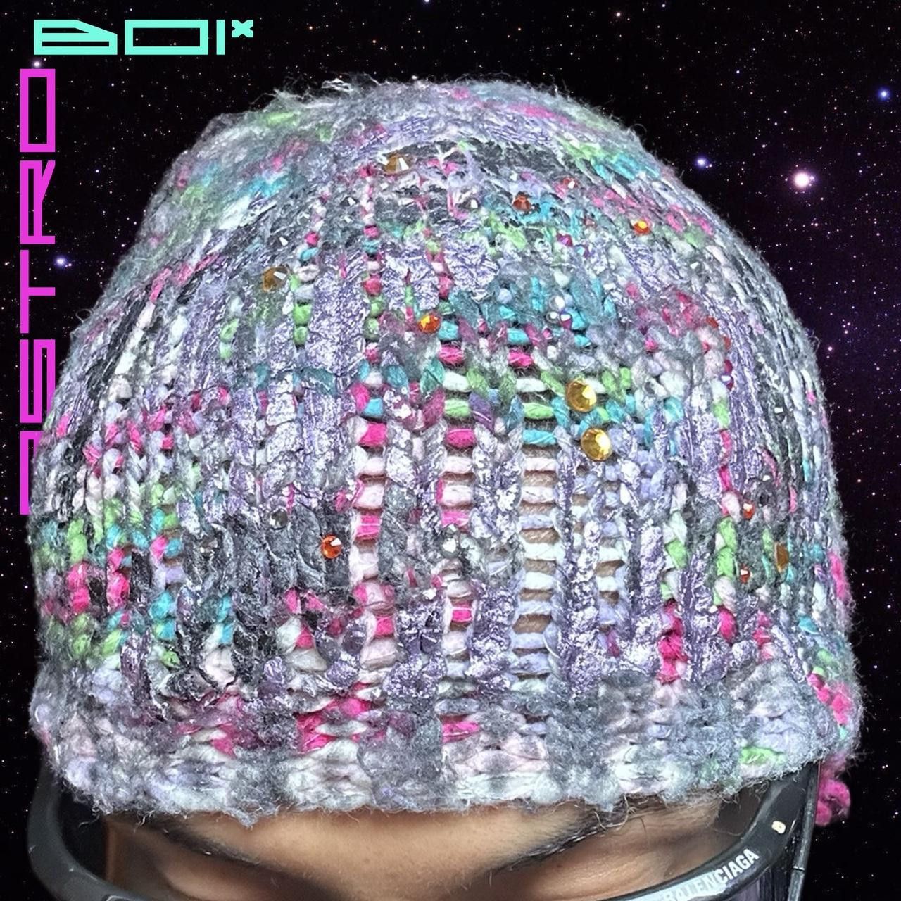 Other ASTROBOI* Pink Multicolored Knit Rhinestone Beanie Size ONE SIZE - 3 Thumbnail