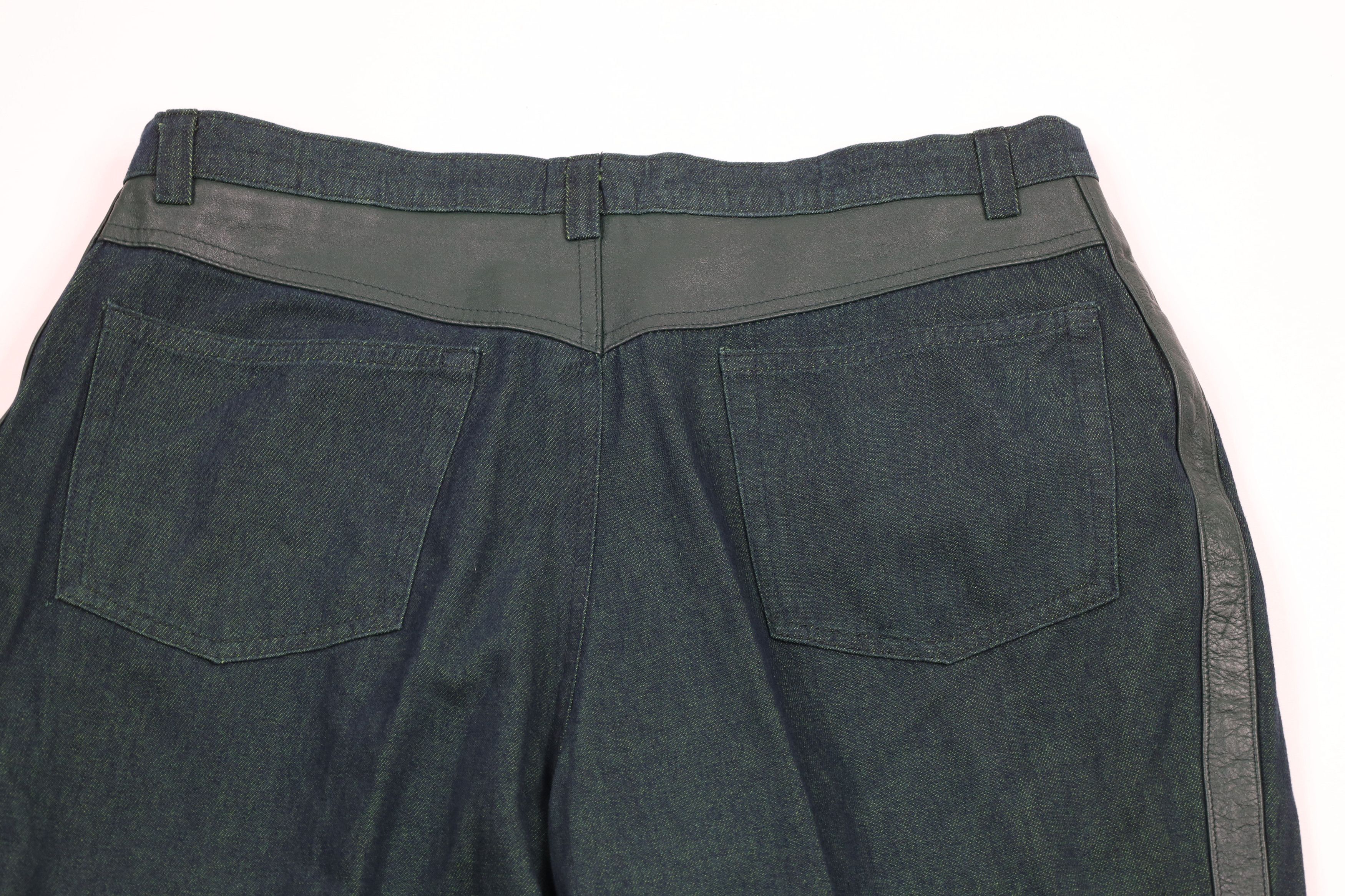 Vintage Vintage 90s Streetwear Trim Wide Leg Denim Jeans Green Size US 38 / EU 54 - 10 Thumbnail