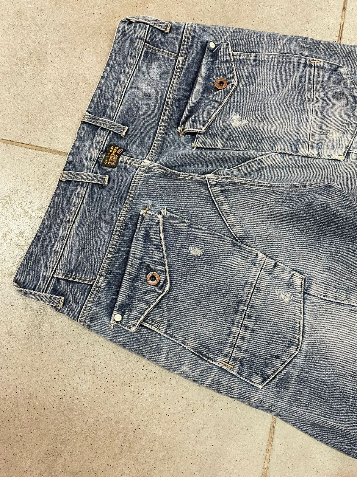 G-Star Vintage G Star Raw Cargo Jeans Distressed Denim Size US 32 / EU 48 - 16 Thumbnail