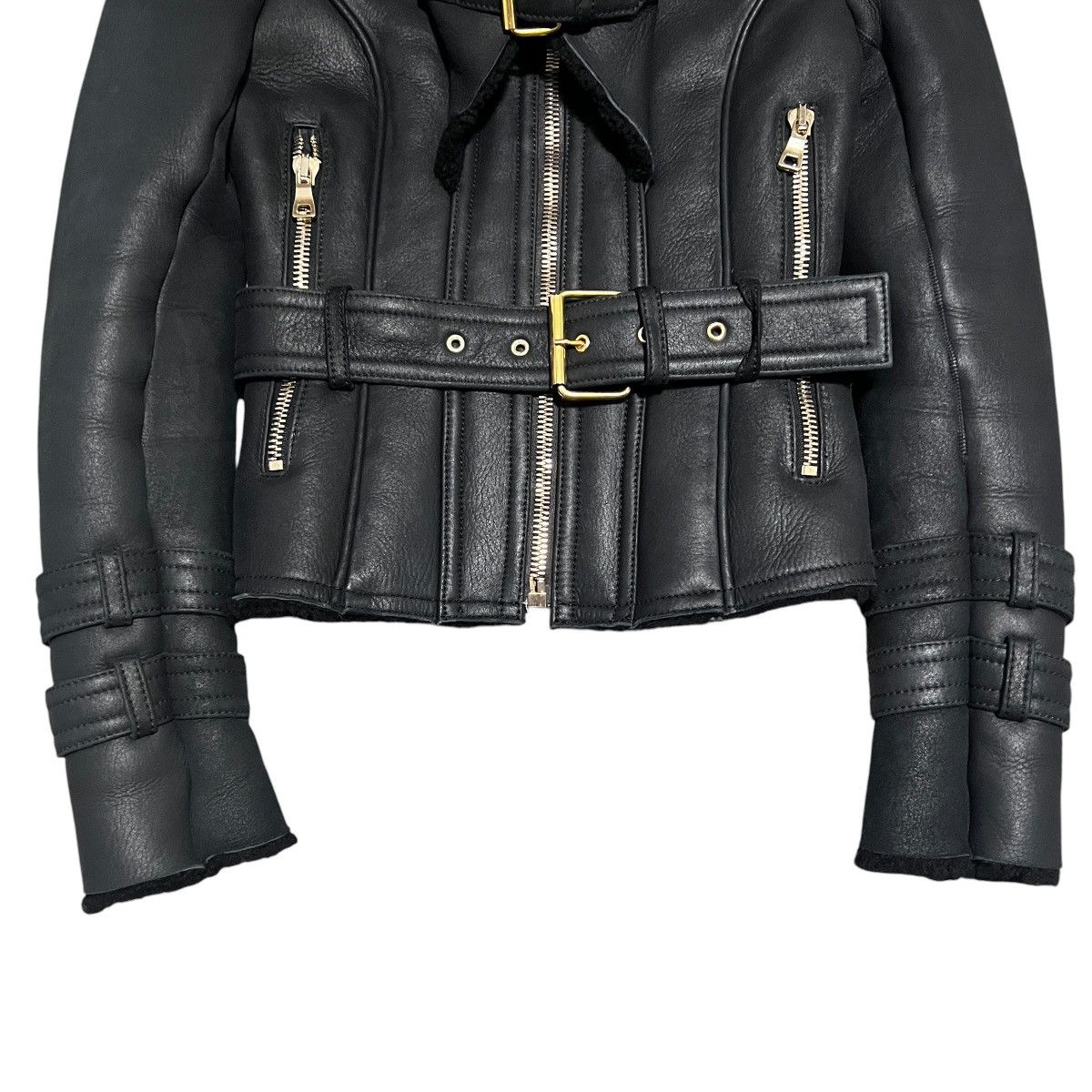 Balmain BALMAIN Black Shearling and Leather Riders Jacket Size S / US 4 / IT 40 - 3 Thumbnail