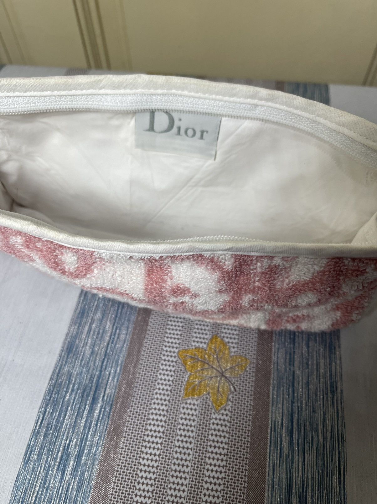 Dior Dior Vanity Case pink white cotton Size ONE SIZE - 8 Thumbnail