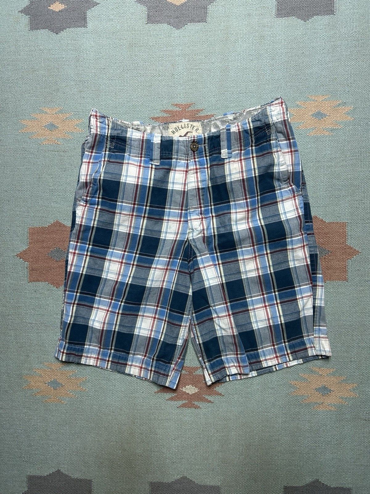 Hollister Hollister men’s plaid shorts cotton blue casual wide leg 34 Size US 34 / EU 50 - 1 Thumbnail