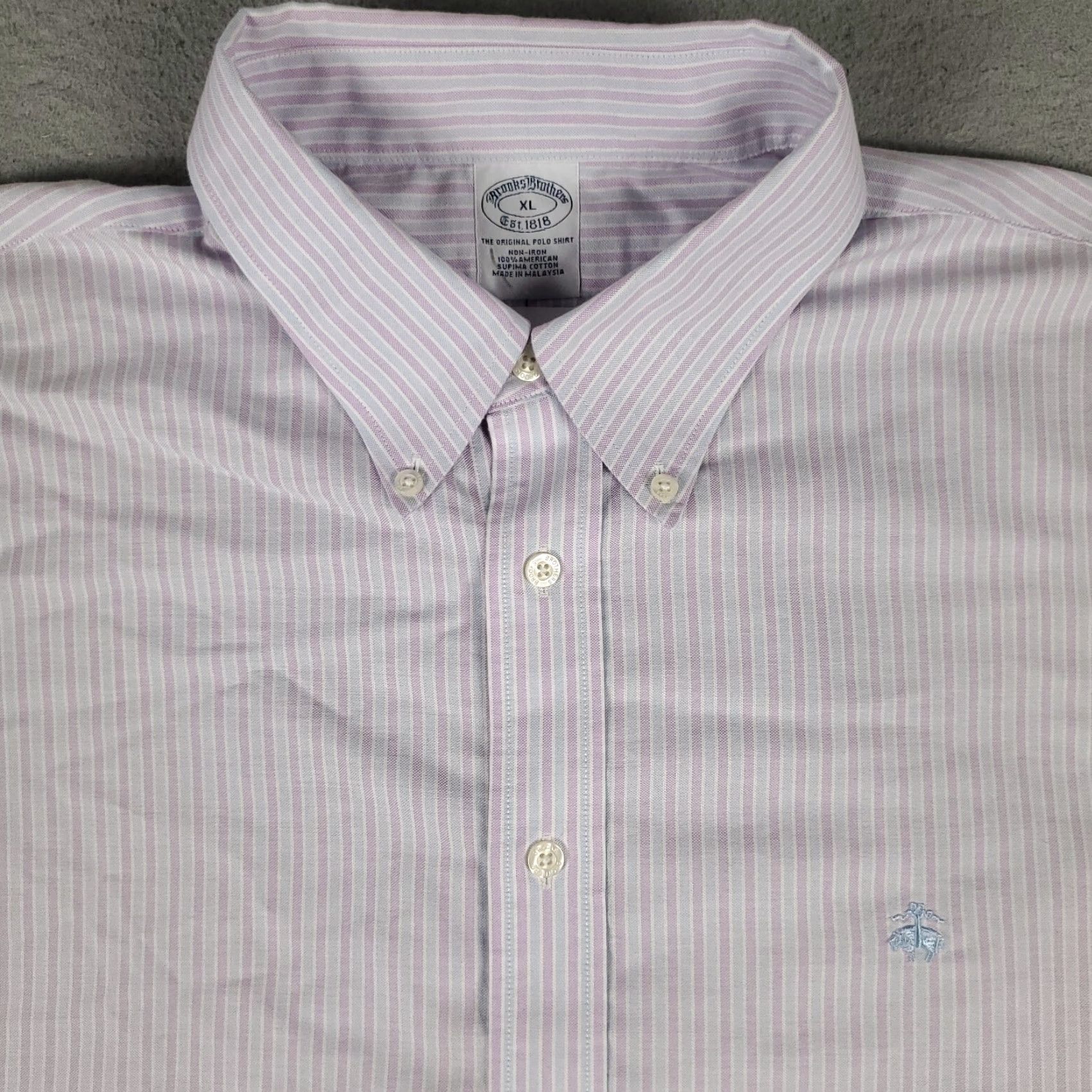 Brooks Brothers VINTAGE Brooks Brothers Shirt Mens XL Purple Striped Button-Up Long Sleeve Casual Business Formal 90s Theme Mens Size US XL / EU 56 / 4 - 2 Thumbnail