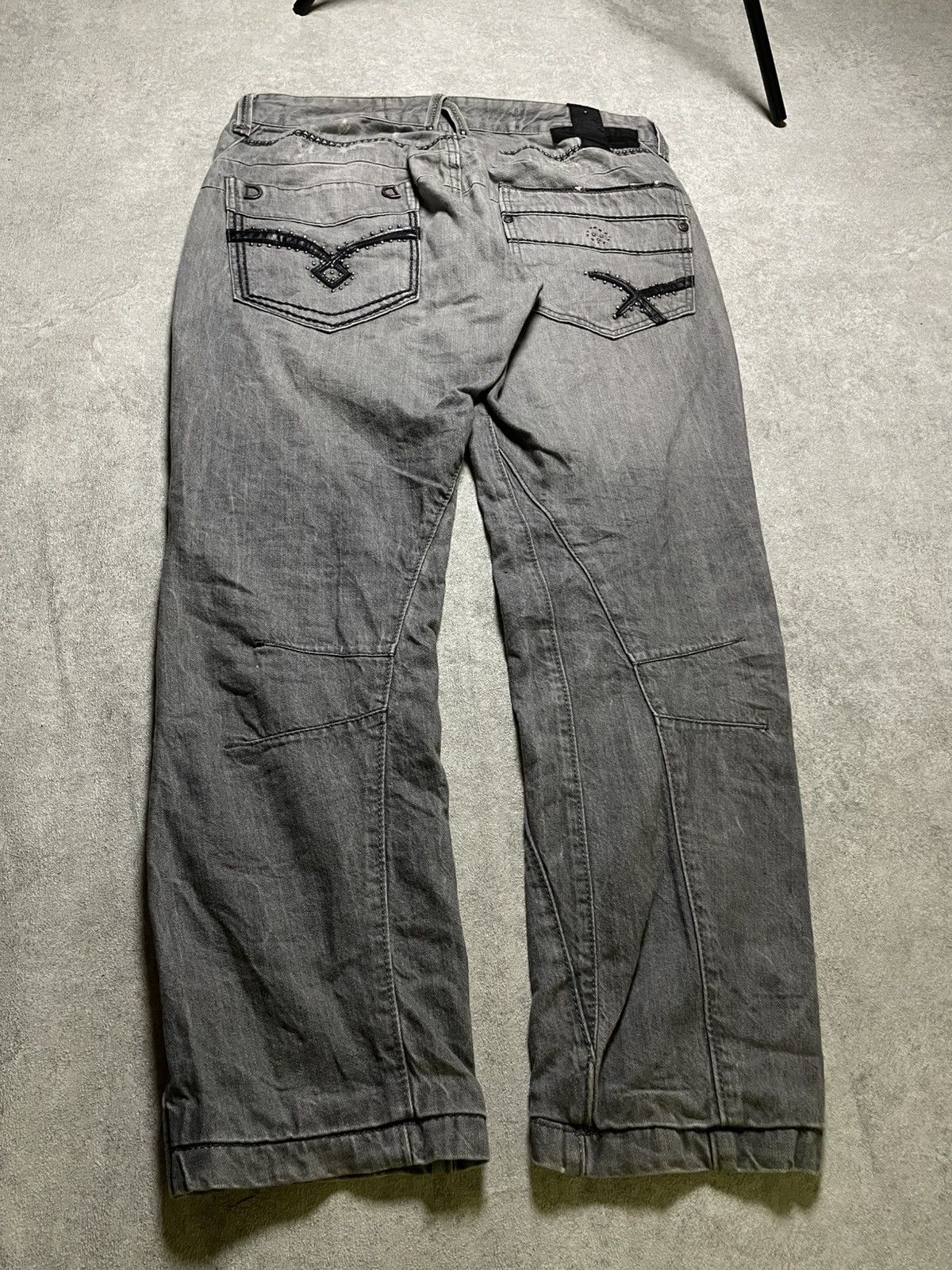 If Six Was Nine RNT23 Skull Destroyed glam denim w/ twisted seams & raw edge Size US 36 / EU 52 - 22 Thumbnail