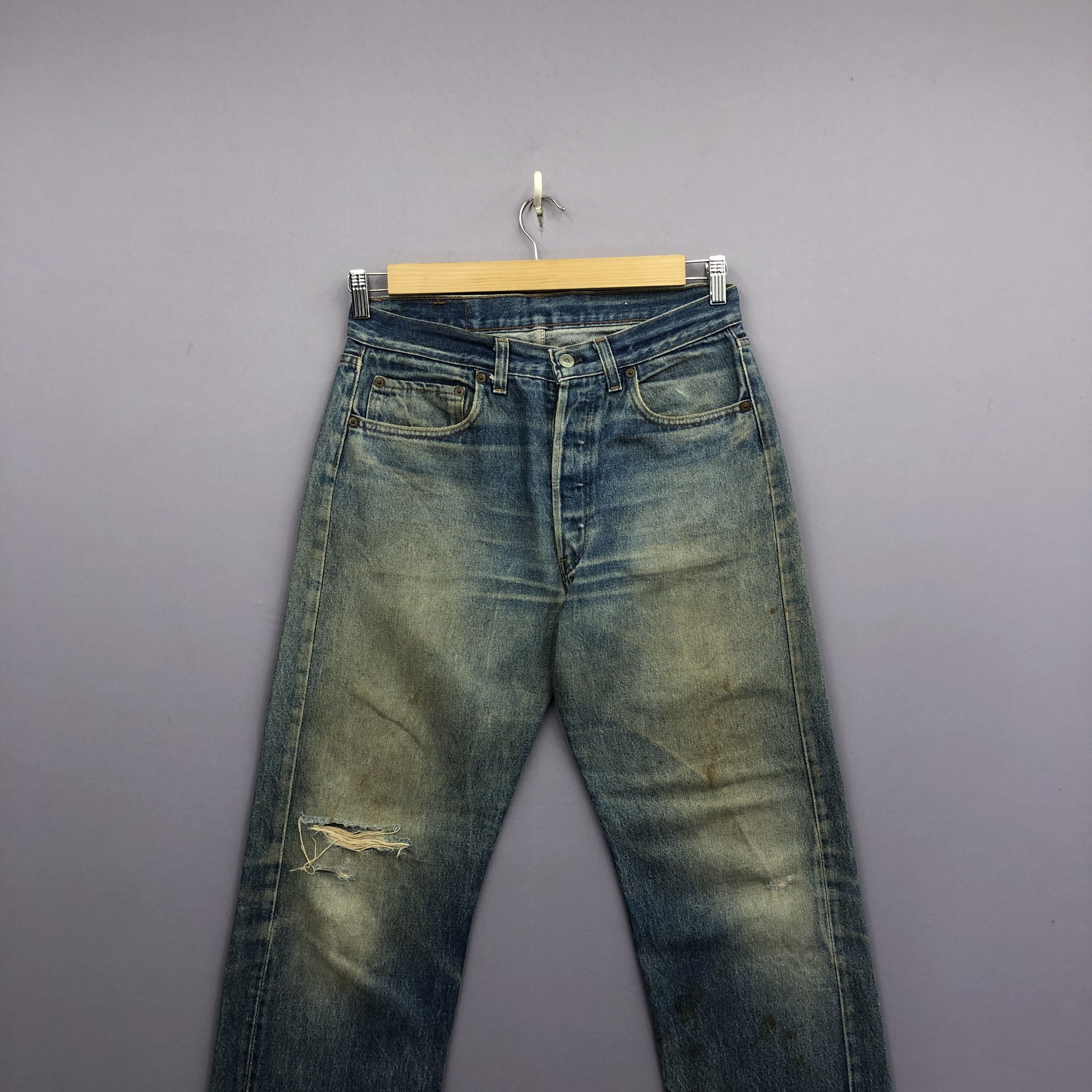 Levi's Vintage 80s Levis 501 Mud Wash Jeans Levi's Distressed Denim Size US 30 / EU 46 - 3 Thumbnail