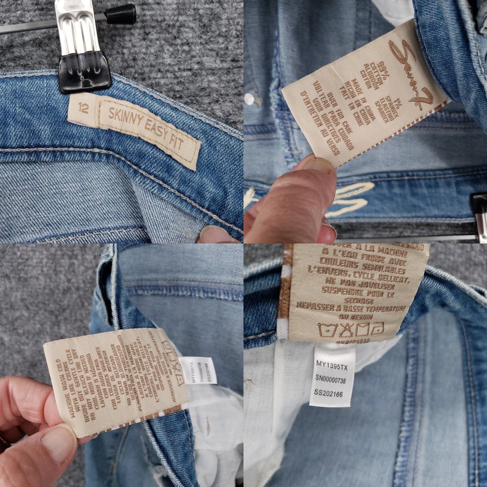 Vintage Seven7 Jeans Women 12 Blue Skinny Easy Fit Mid Rise Medium Wash Denim Distressed Size 34" / US 12 / IT 48 - 9 Thumbnail