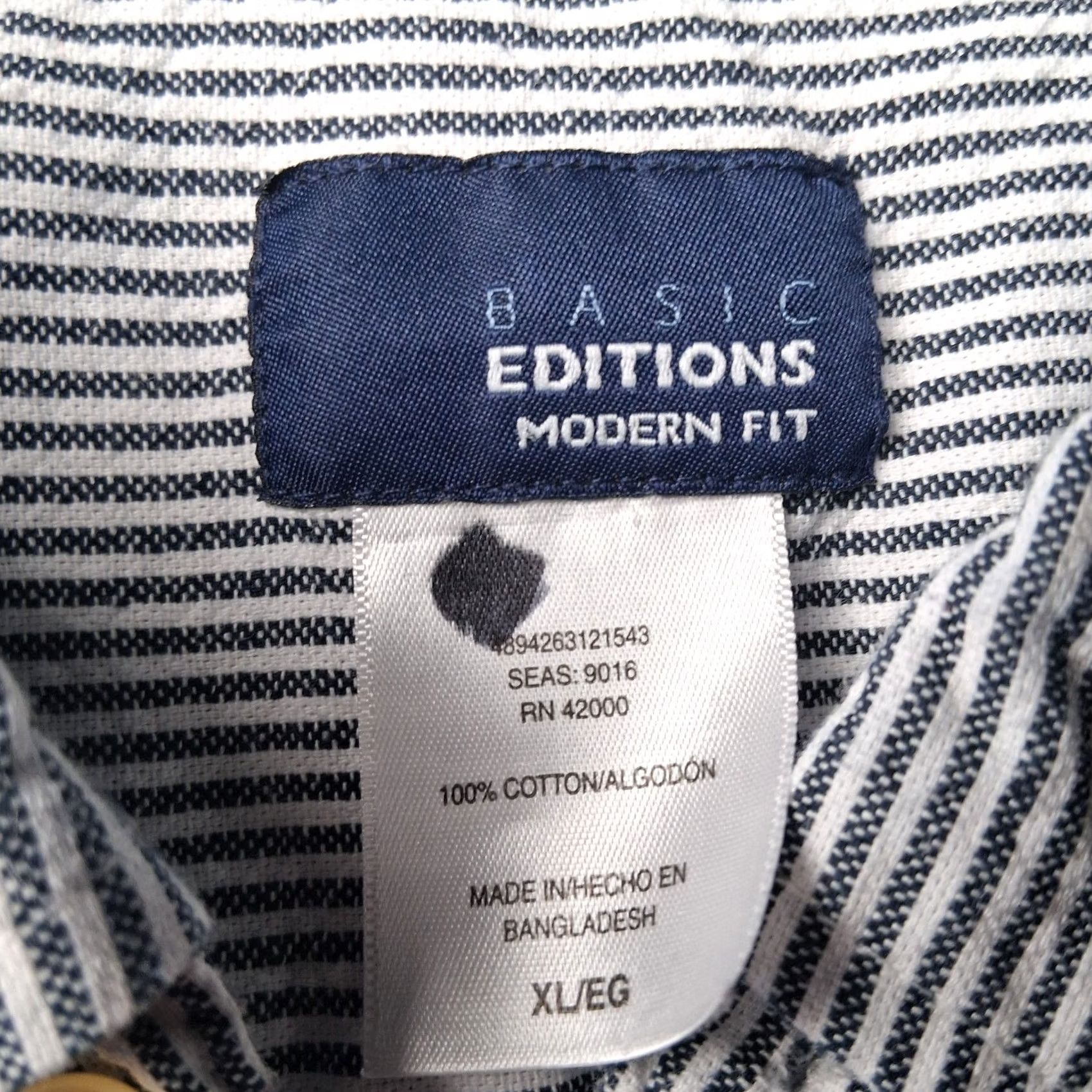 Basic Editions VINTAGE Basic Editions Shirt Men XL Button Down Black Long Sleeve Hickory Stripe Classic Size US XL / EU 56 / 4 - 4 Thumbnail