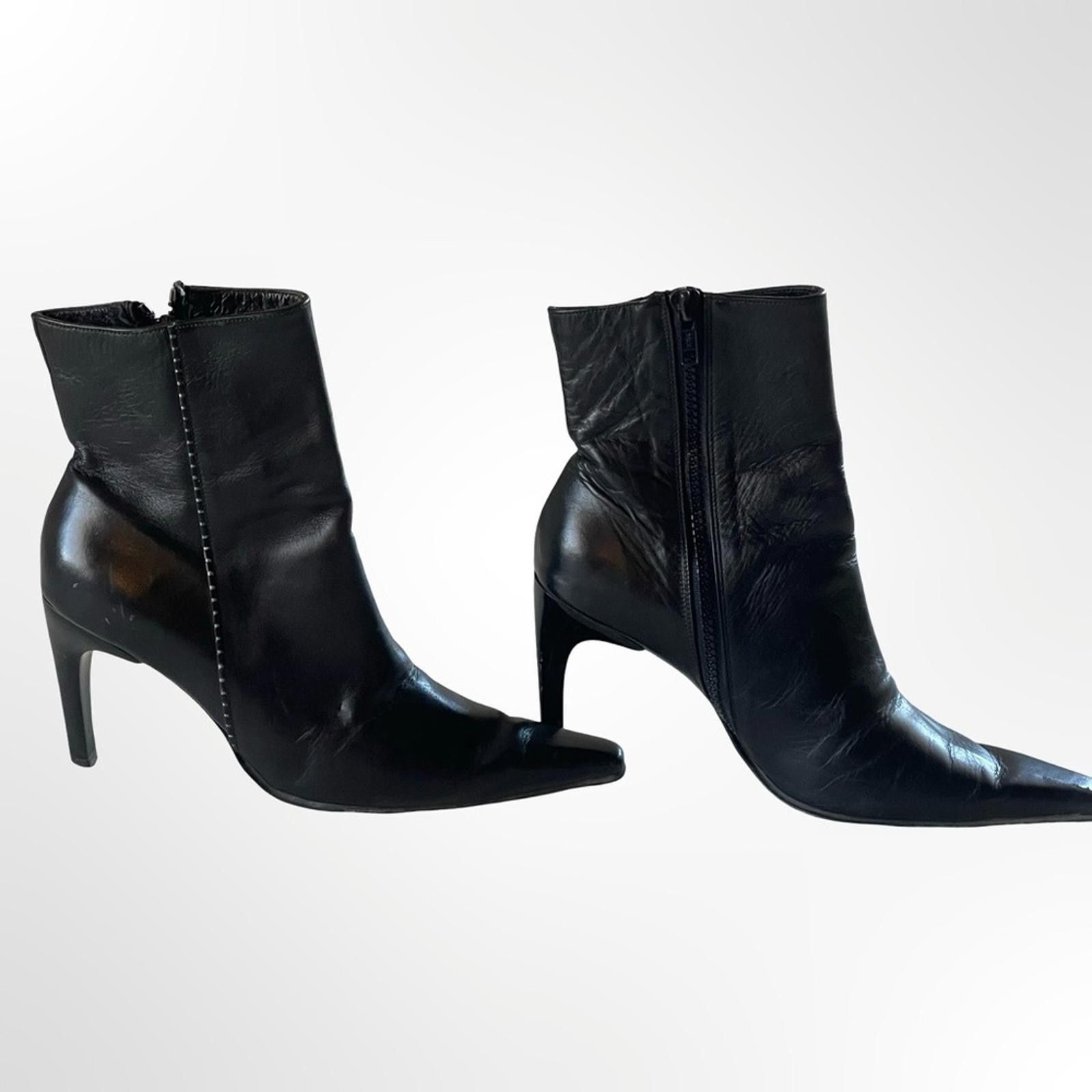 Other Vero Cuoio Women's Black Leather Pointed-Toe Ankle Boots Size US 7 / IT 37 - 4 Thumbnail