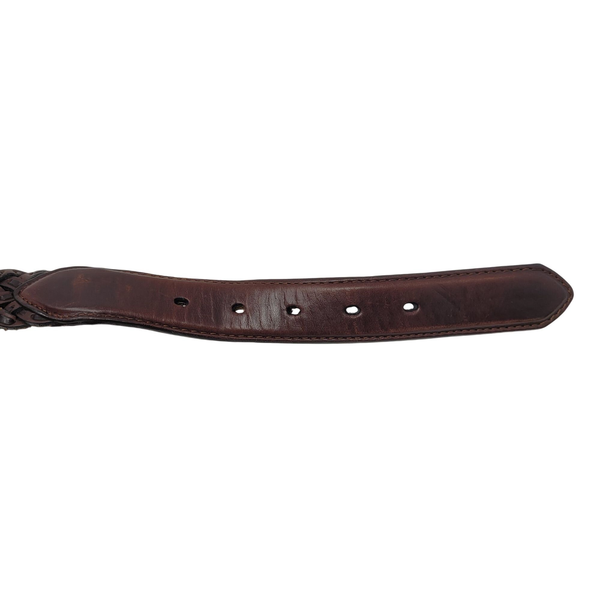 Brighton Vtg Brighton Mens Braided Leather Belt 36 Brown Silver Buckl Size 36 - 12 Thumbnail