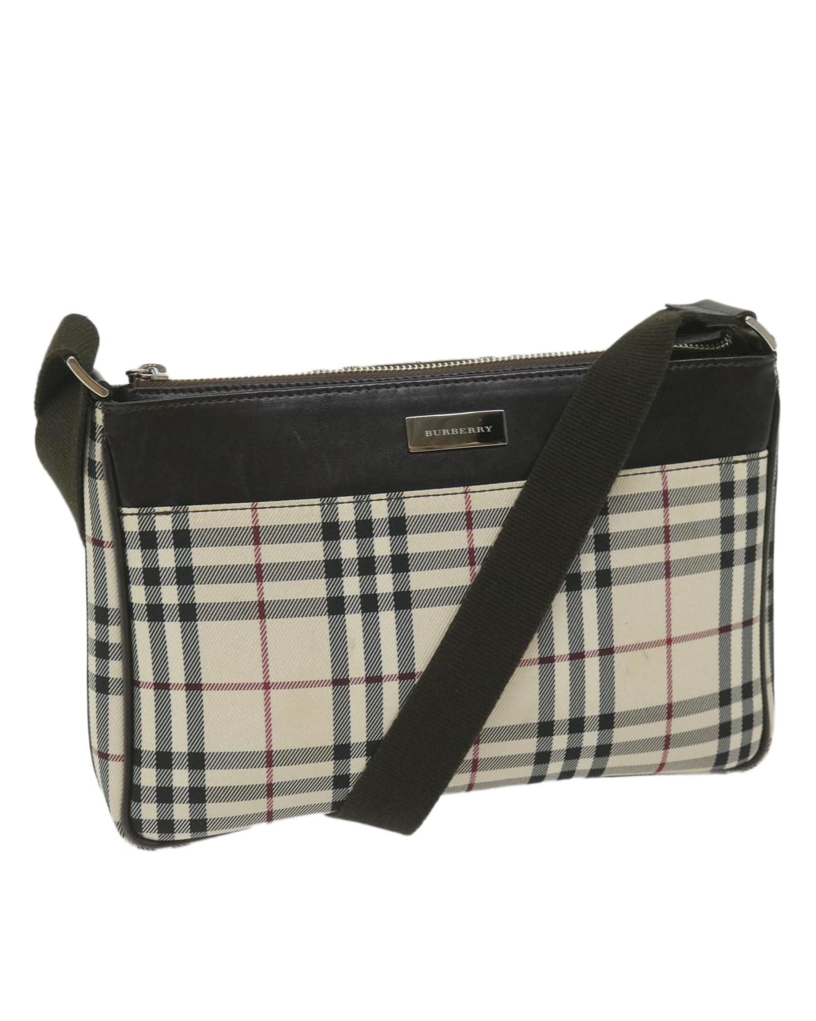 image of Burberry Beige Synthetic Check Bag, Women's