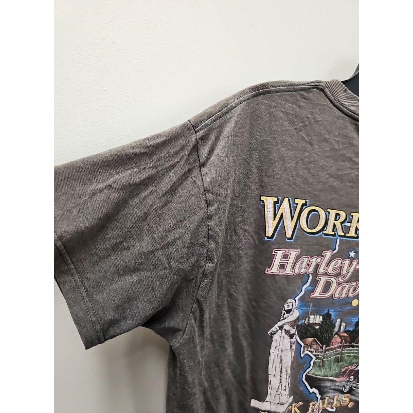Harley Davidson VINTAGE Harley-Davidson Shirt Mens L Gray Graphic Print 90s Biker Grunge Rock T-Shirt Size US L / EU 52-54 / 3 - 7 Thumbnail