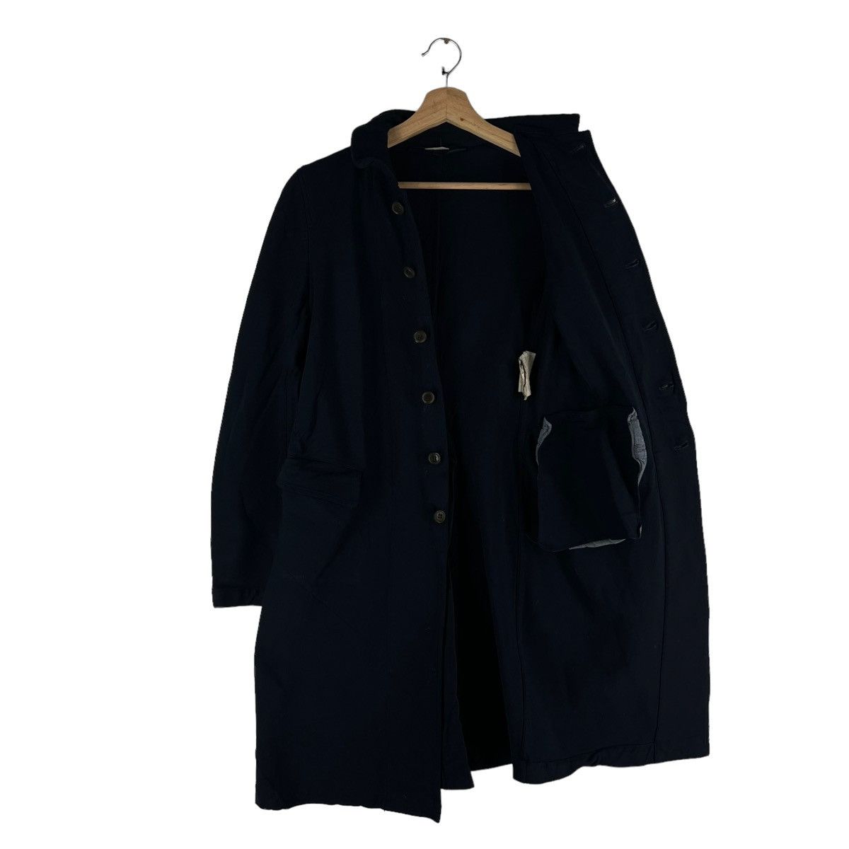 Comme des Garcons 🔥Rich Black - Vtg 80’s Long Jacket Asymmetrical Button Size M / US 6-8 / IT 42-44 - 2 Thumbnail