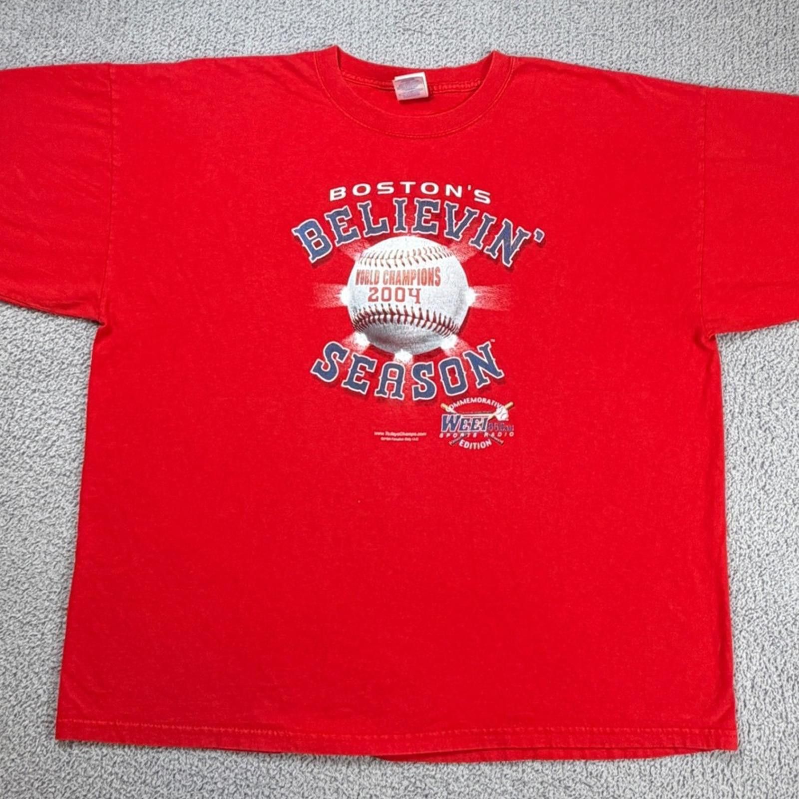 Gildan 2004 Boston Red Sox World Series Believin T Shirt XL MLB Size US XXL / EU 58 / 5 - 1 Thumbnail