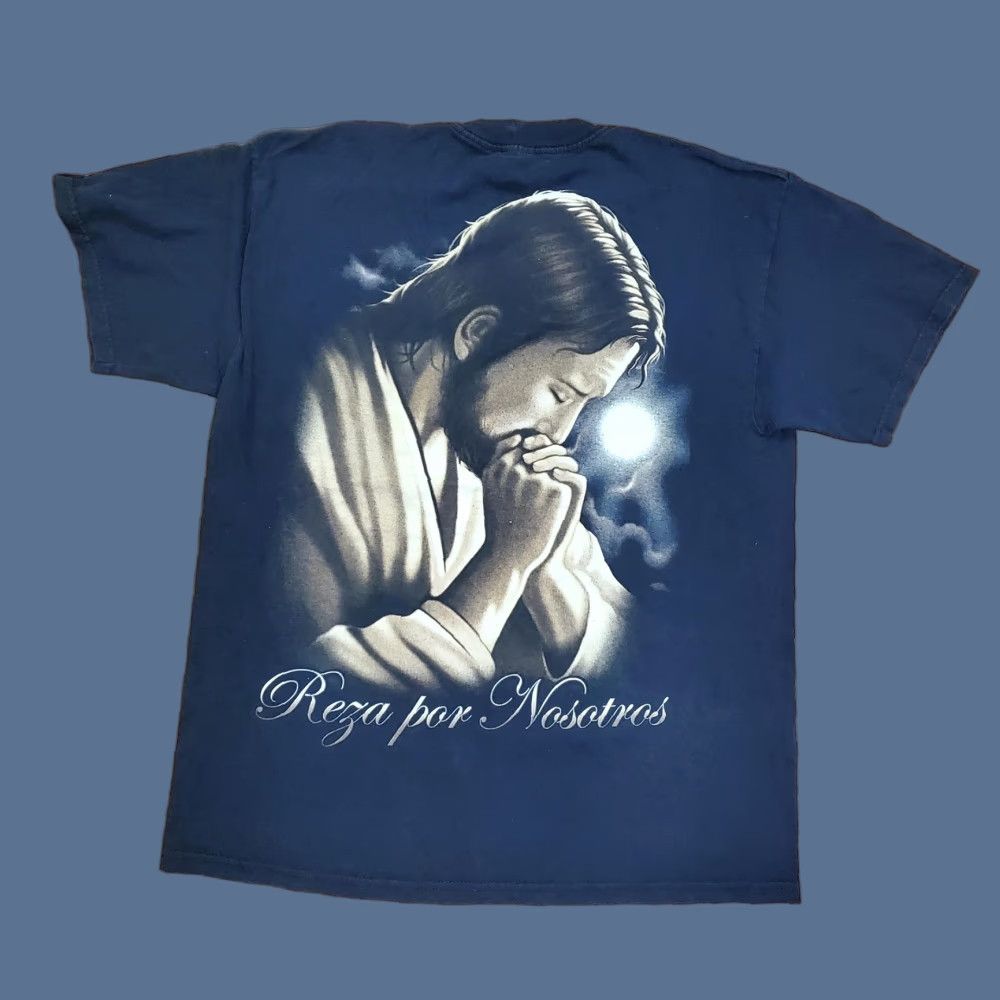 Praying Reza por Nosotros Shirt Mens Large Black Jesus Praying Hands Religious Graphic Tee Size US L / EU 52-54 / 3 - 1 Thumbnail