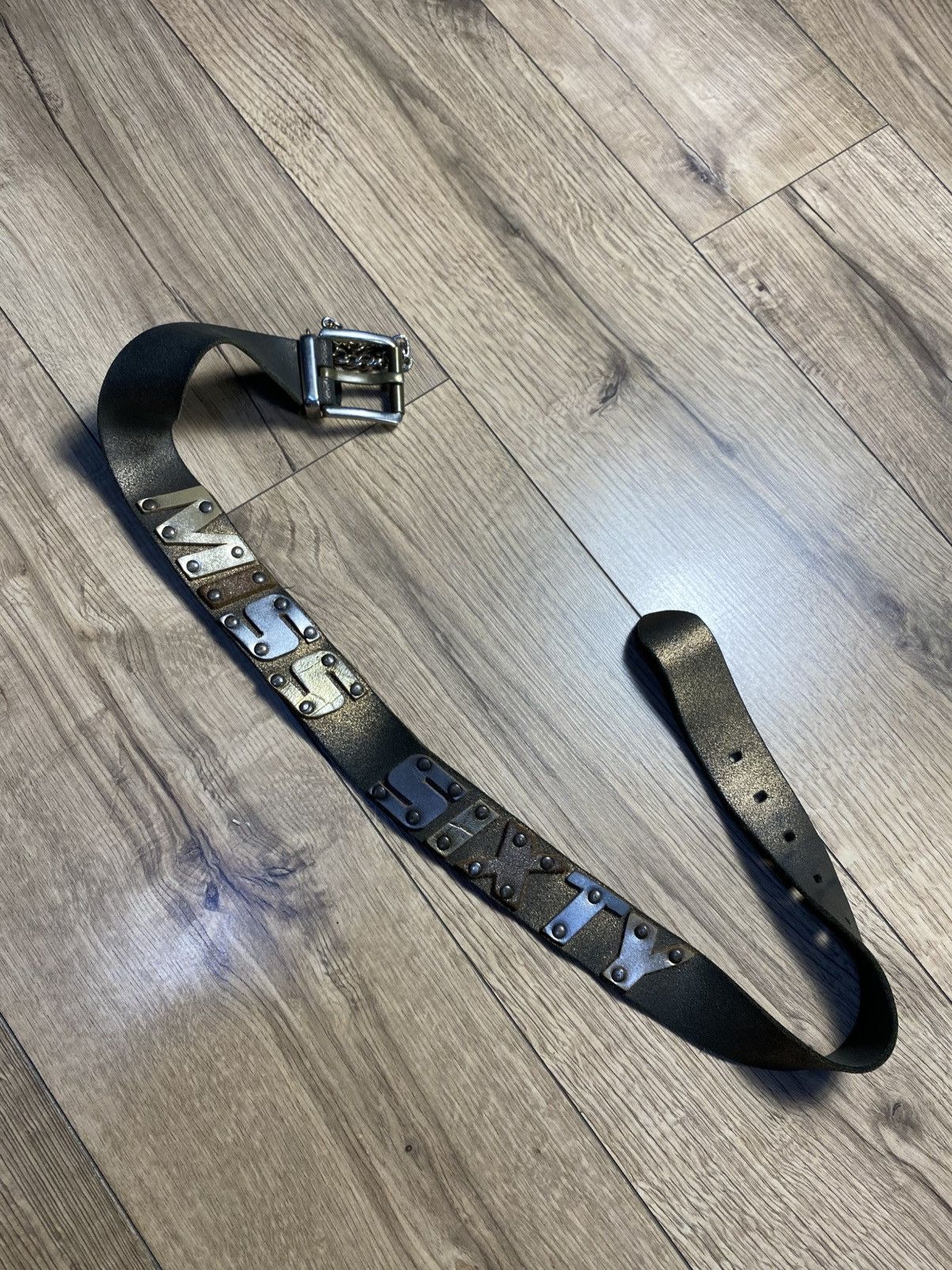 Miss Sixty Miss Sixty Vintage Y2K Leather Belt Metallic Silver Logo Size ONE SIZE - 2 Thumbnail