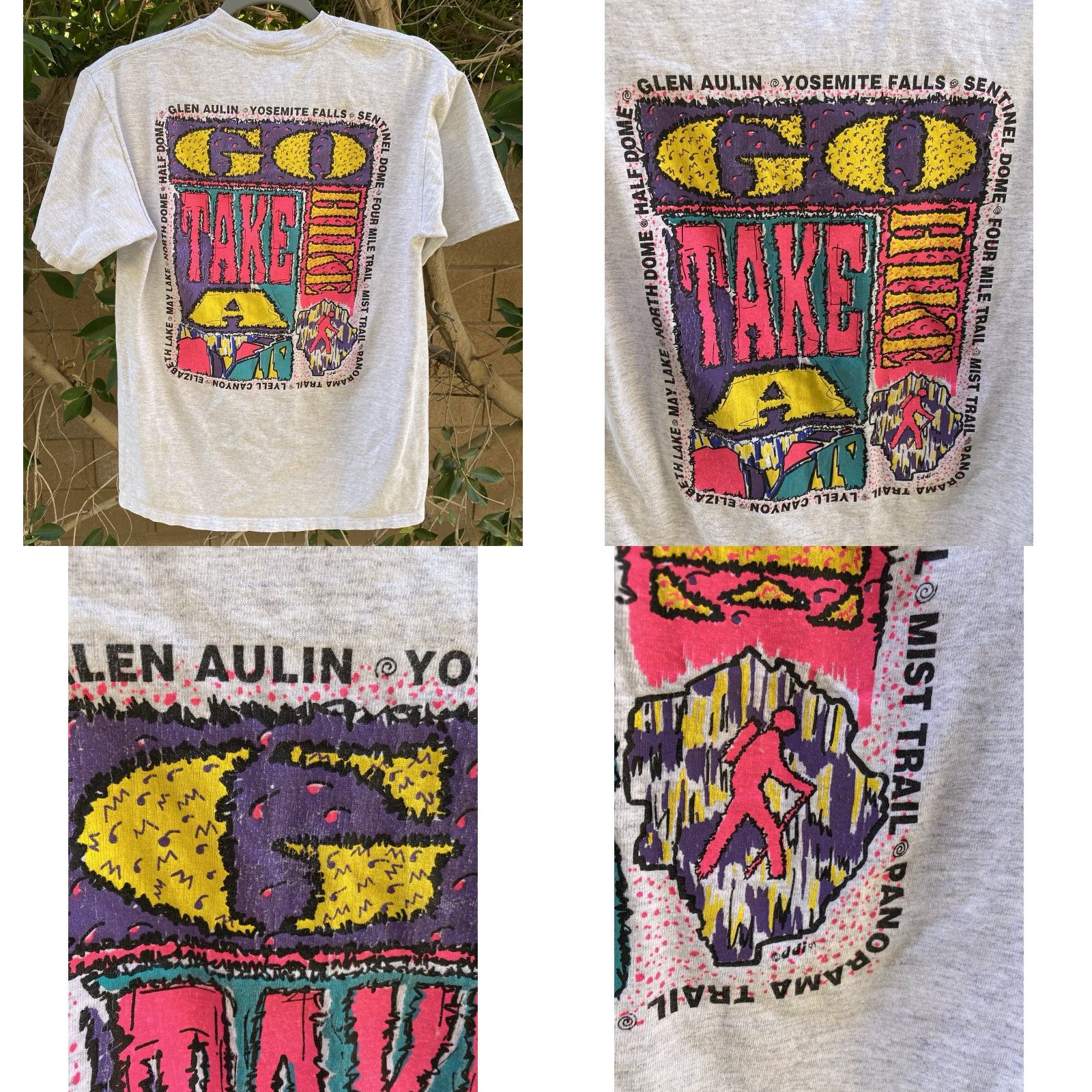 Jerzees VINTAGE Jerzees T-Shirt Hike It Yosemite Go Take A Hike Neon Geometric Graphics Gray Size M Men Shirt Size US M / EU 48-50 / 2 - 9 Thumbnail