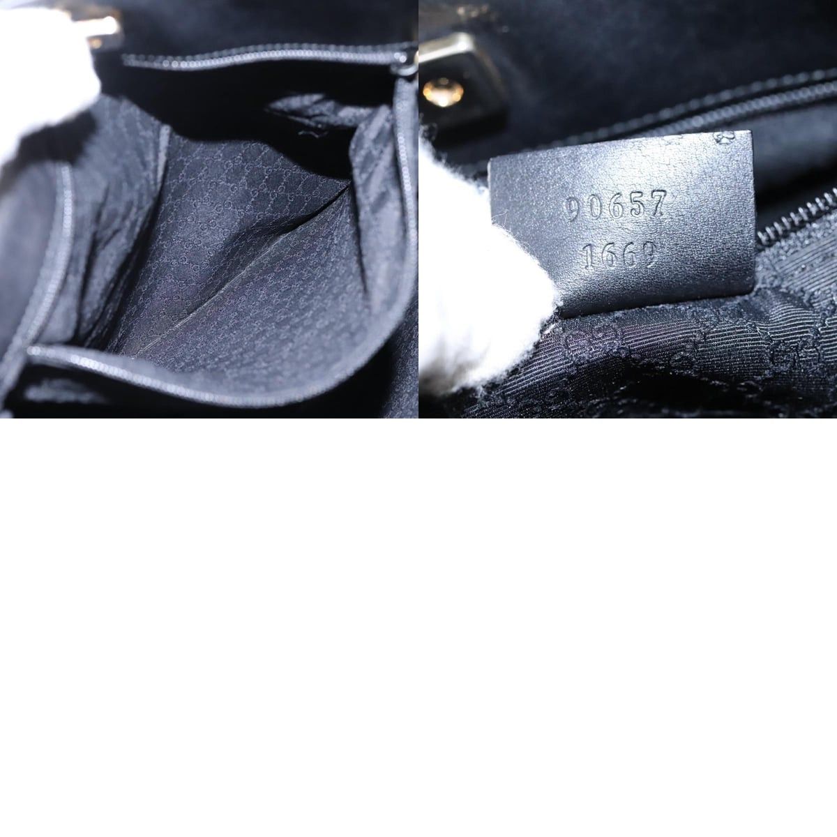 Gucci GUCCI Sherry Line Shoulder Bag Canvas Black Brown Size ONE SIZE - 13 Thumbnail