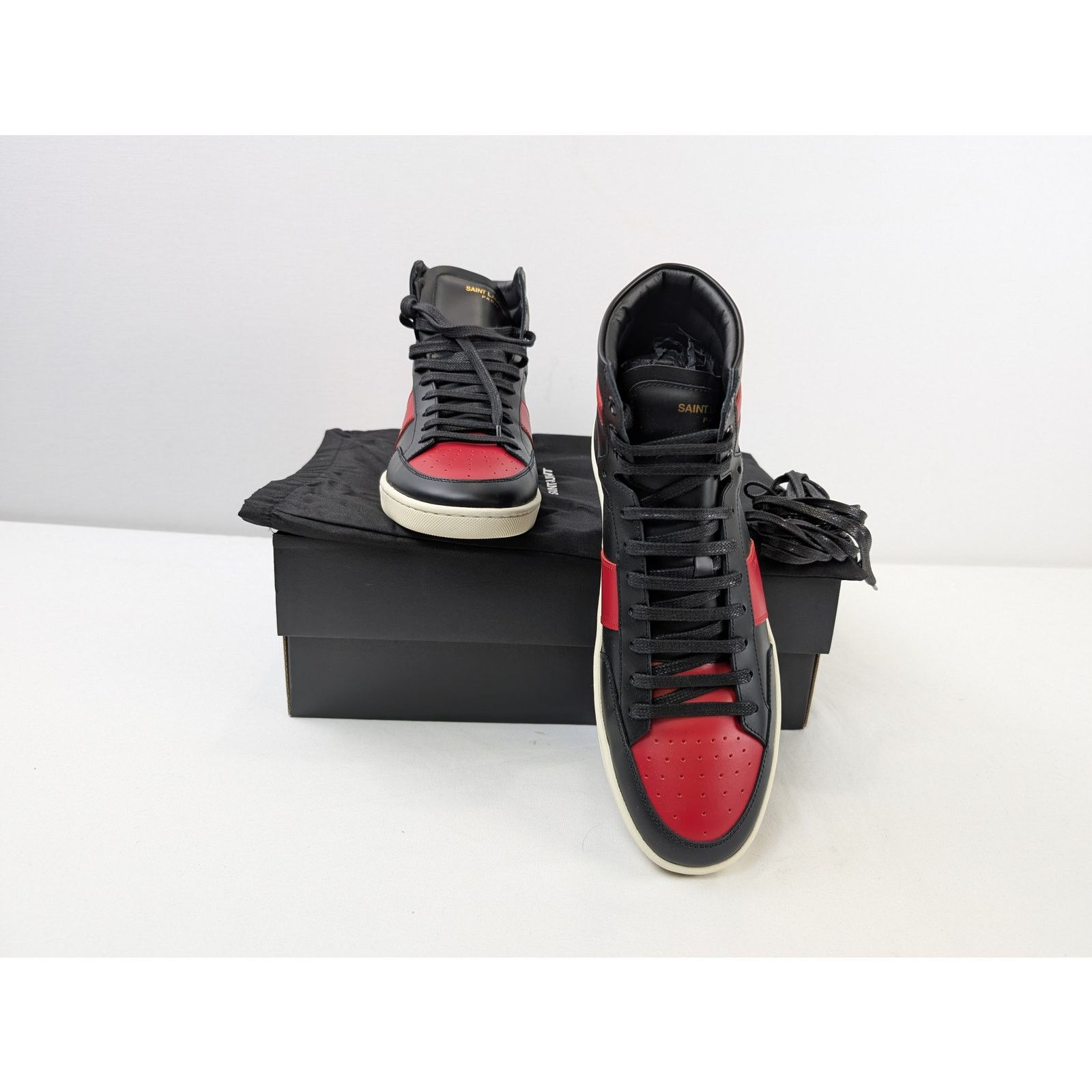 Saint Laurent Paris o1rshd1 Alpha Sigma SL10H Hi Top Sneakers in Red/Black Size US 10 / EU 43 - 19 Thumbnail
