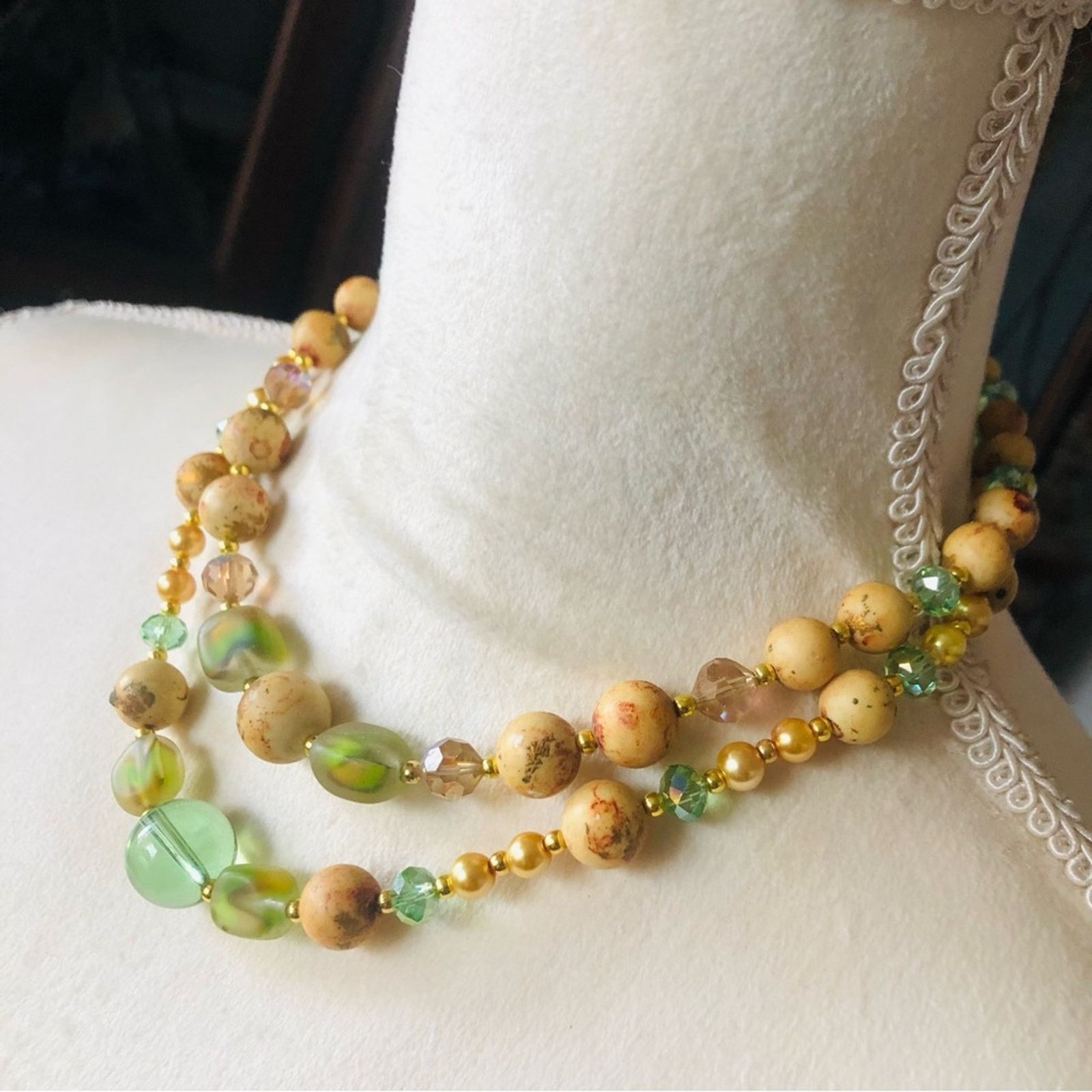 Handmade Handcrafted double strand vintage bead rondelle necklace Size ONE SIZE - 3 Thumbnail