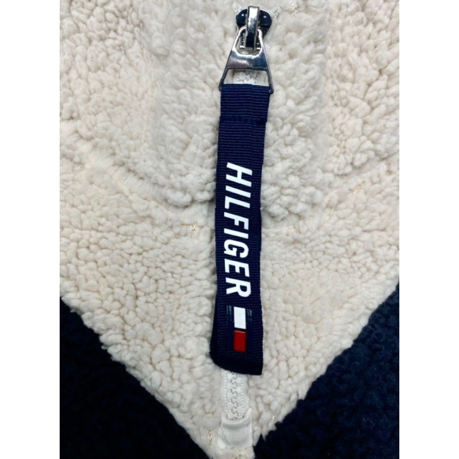 Tommy Hilfiger Tommy Hilfiger Sweater Women's XL Cream Blue Red 1/4 Zip Sherpa Pullover Size XL / US 12-14 / IT 48-50 - 7 Thumbnail