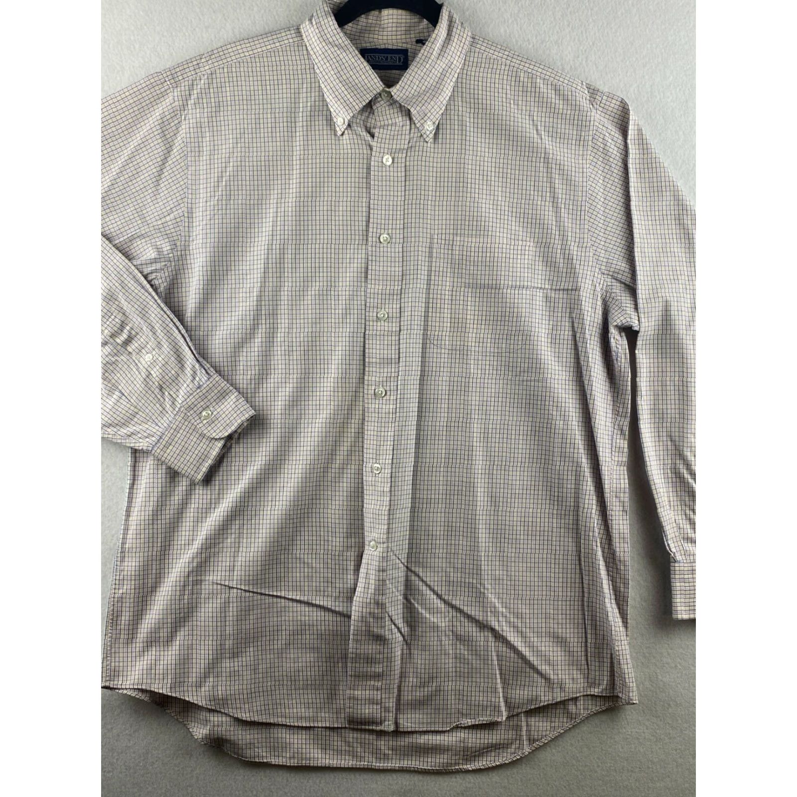 Lands' End Lands' End Button-Up Shirt Mens 16.5-34 Multicolor Long Sleeve Check Plaid Shirt Male Regular Casual All Seasons Modern Shirt Size US L / EU 52-54 / 3 - 2 Thumbnail