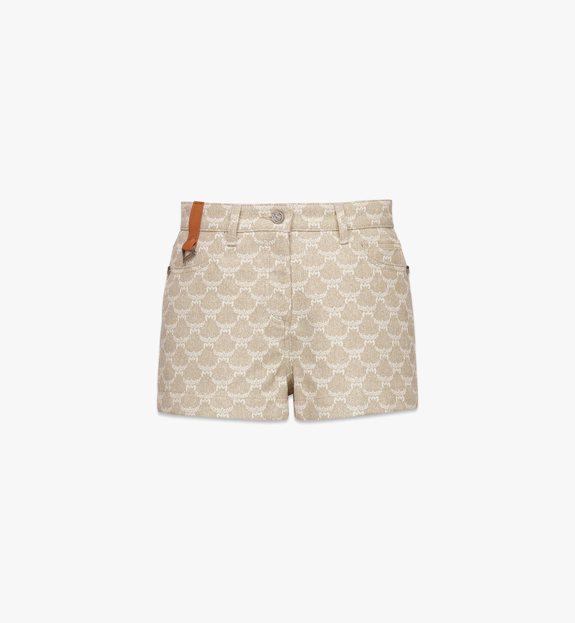 MCM o1mt1gz0925 Lauretos Denim Jacquard Shorts in Beige Size 27" / US 4 / IT 40 - 1 Thumbnail