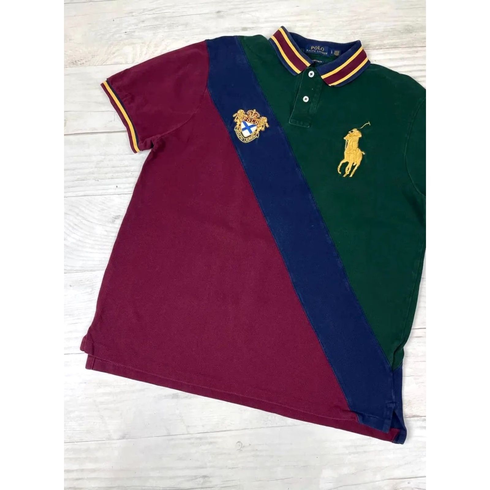 Polo Ralph Lauren VINTAGE Polo Ralph Lauren Big Pony Striped Rugby Shirt Men L green Polo Shirt Size L Men Size US L / EU 52-54 / 3 - 3 Thumbnail