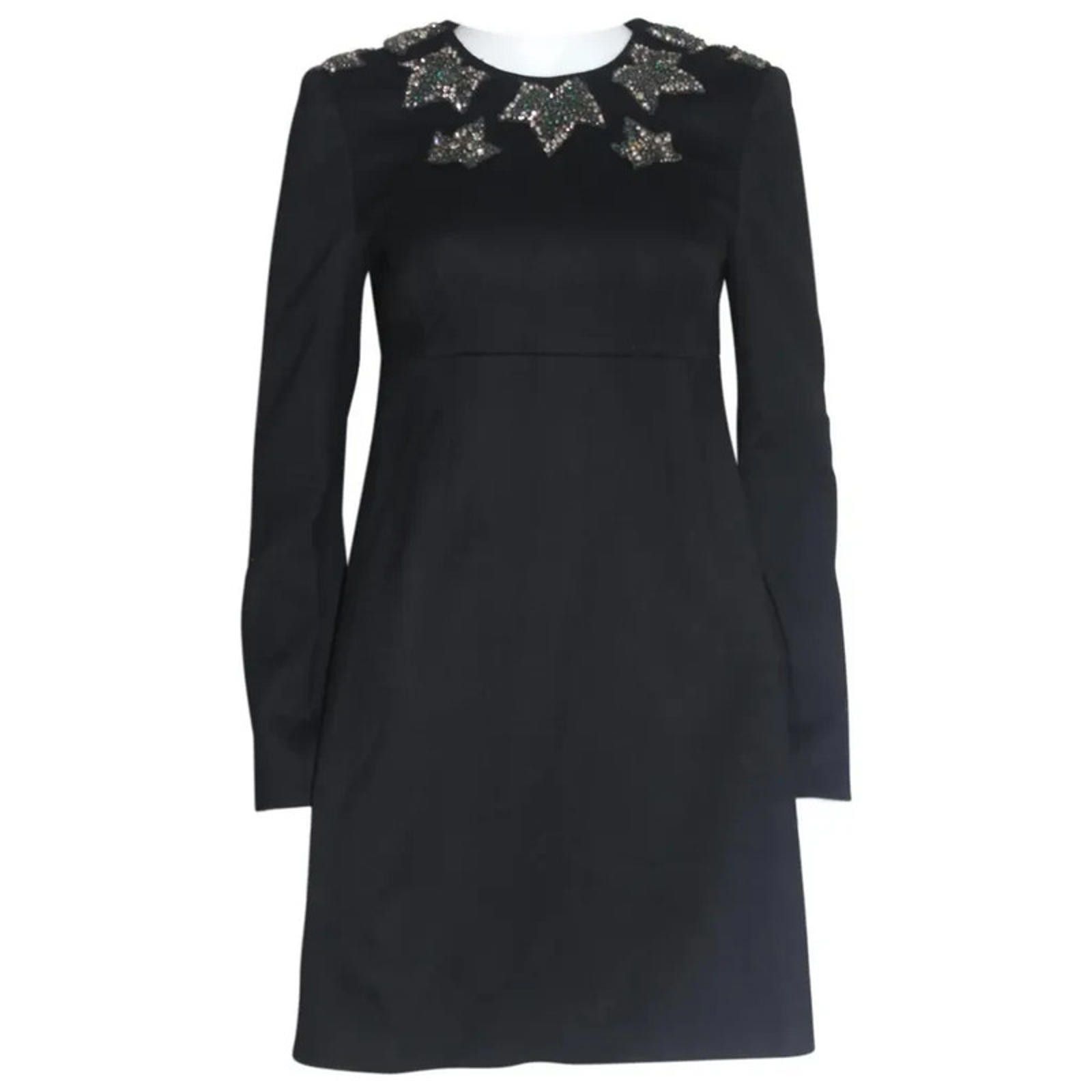 Alexander McQueen Alexander McQueen Black wool leaf crystal dress IT 40 uk 8 Size S / US 4 / IT 40 - 1 Thumbnail