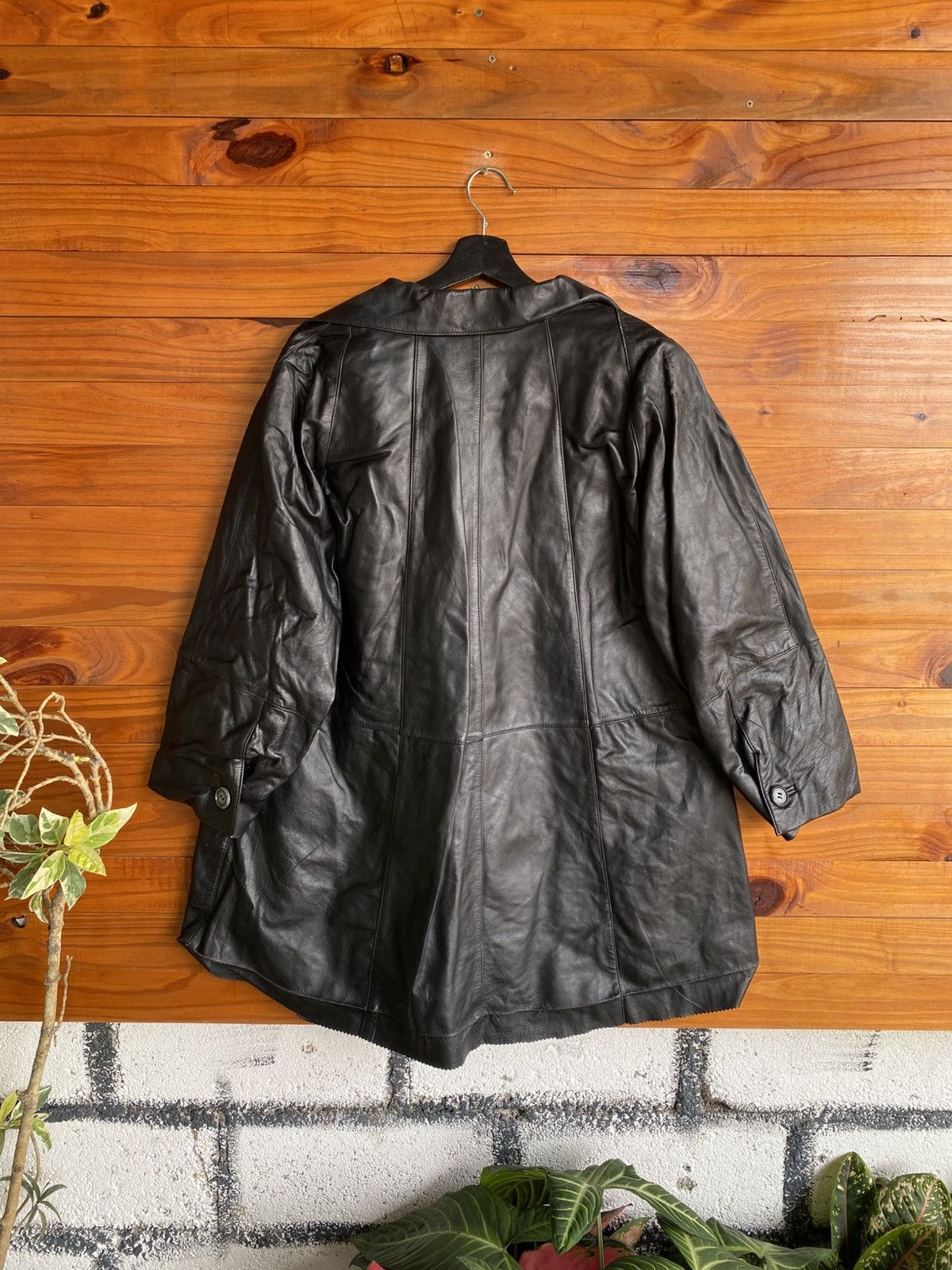 Pepe Jeans Vintage PePe Black Jacket Oversized Real Leather Coat Size L / US 10 / IT 46 - 8 Thumbnail