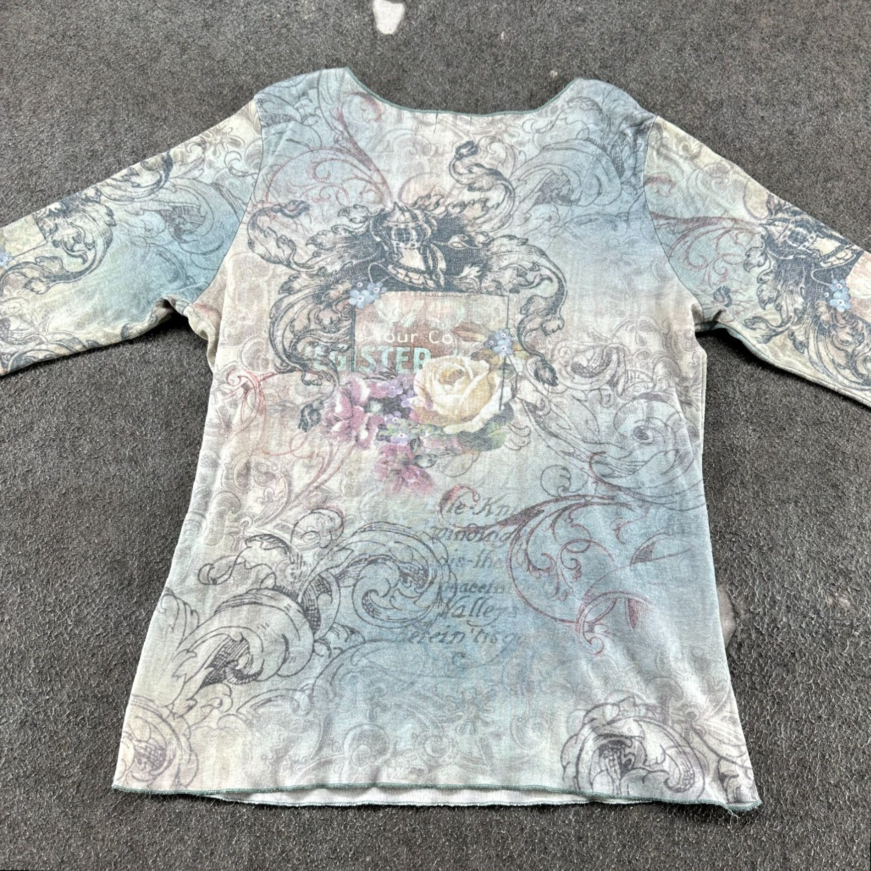 Vintage VINTAGE OneWorld Shirt Womens XL Blue Scoop Rhinestone Floral Boho AOP USA Y2K Butterfly Floral Theme Casual Size XL / US 12-14 / IT 48-50 - 6 Thumbnail