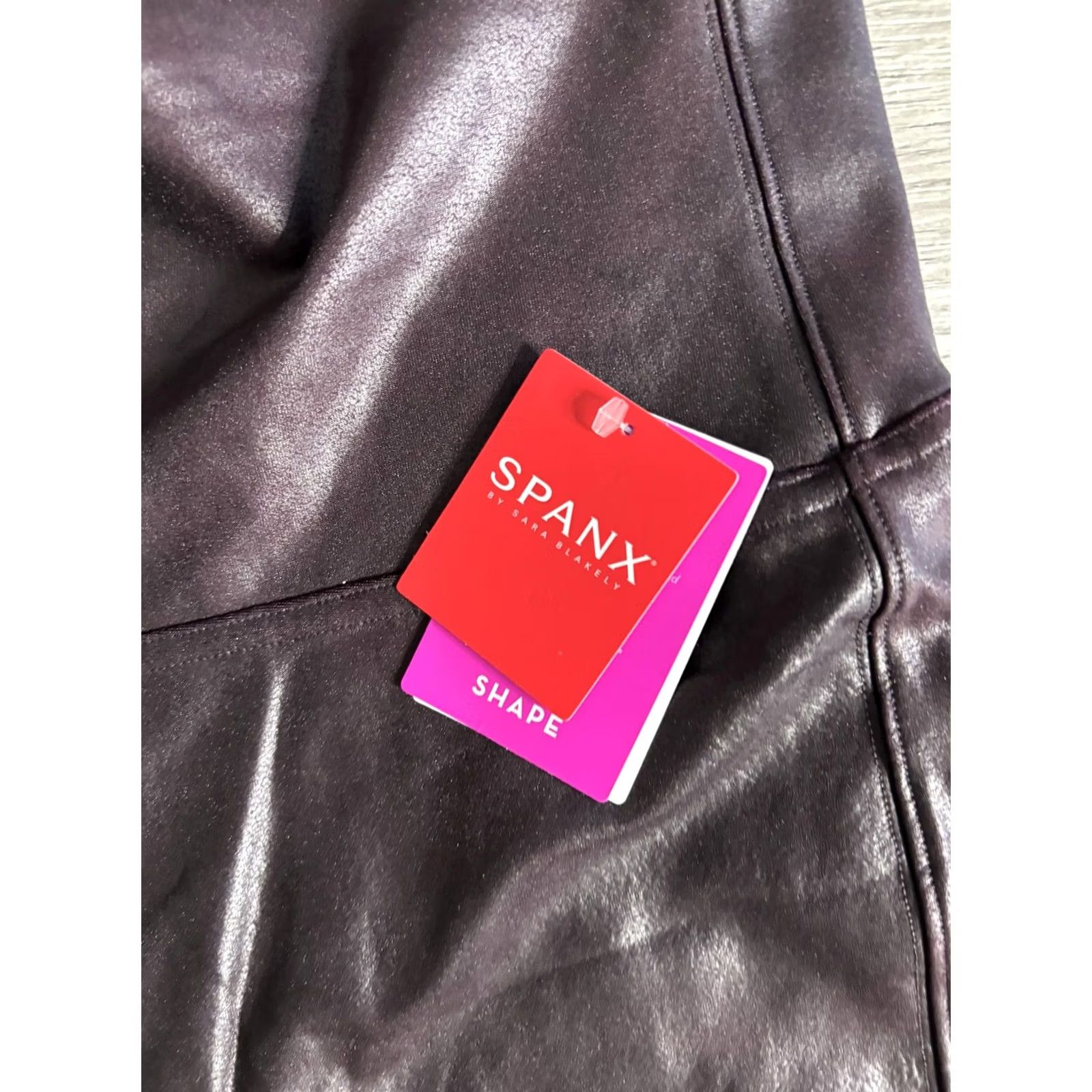 Spanx Spanx Leggings Womens 2X Purple Faux Leather High Rise Ankle Shaping Slimming Size 40" / US 18 - 2 Thumbnail