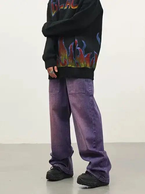 Designer × Jean baggy distressed faded carpenter jeans Size US 30 / EU 46 - 4 Thumbnail
