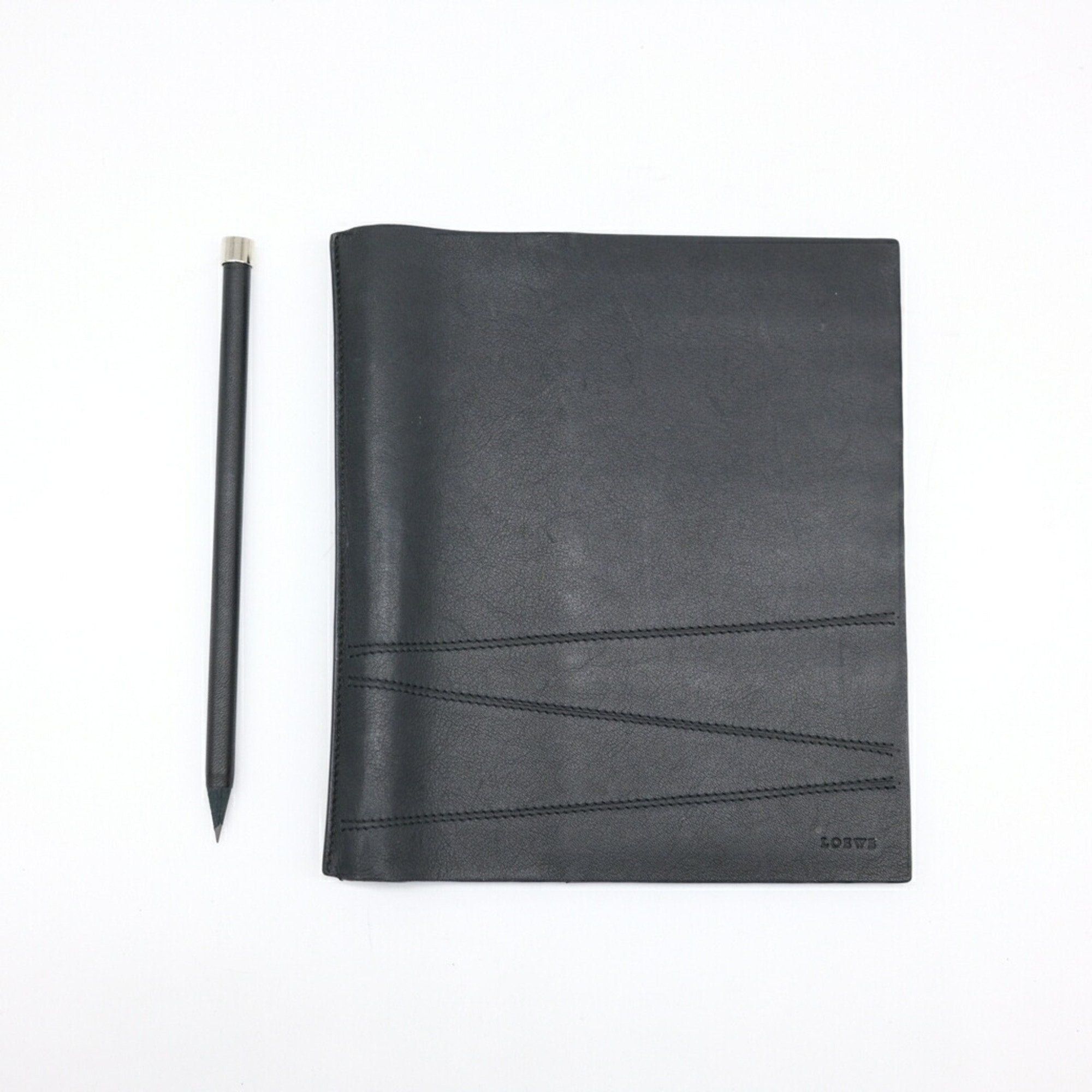image of Loewe Notebook Case, Leather, Black, With Dedicated Pencil, Women's