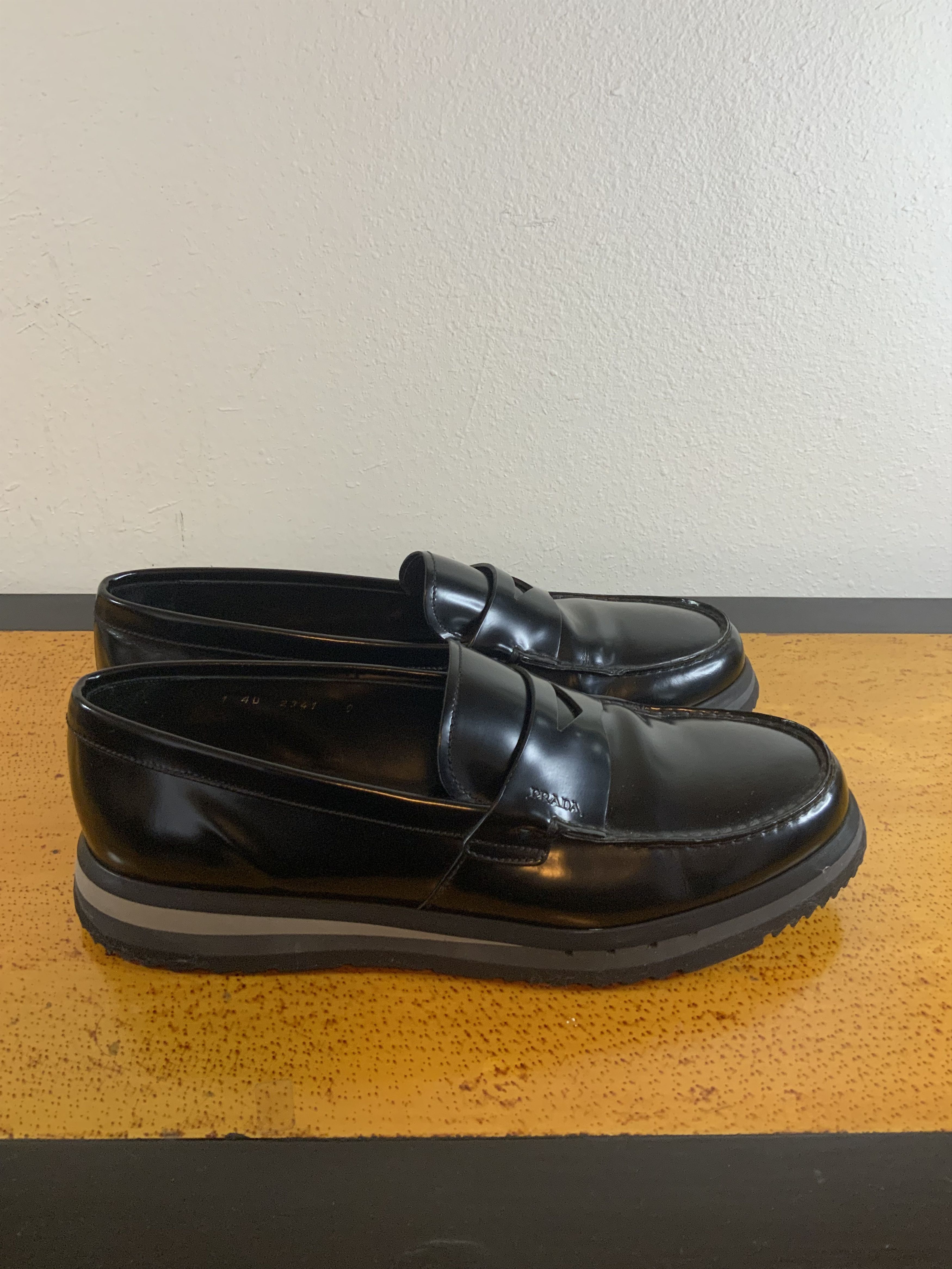 Prada PRADA WEDGE SOLE PATENT LEATHER LOAFERS Size US 10 / EU 43 - 5 Thumbnail