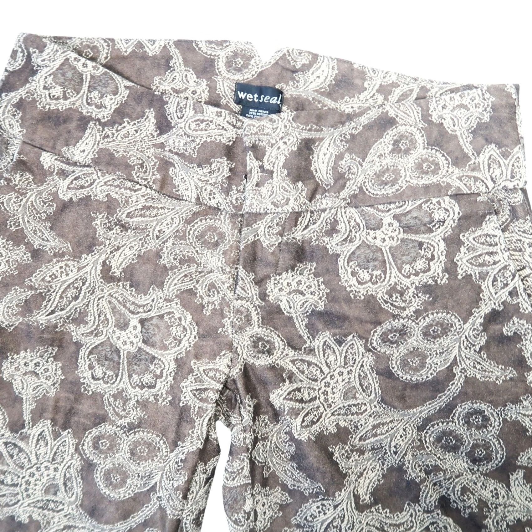Vintage VINTAGE Wet Seal Brown Floral Tapestry Brocade Low Rise Flare Pants 11 Women Casual Bohemian 33in Inseam Mens? Size 32" / US 10 / IT 46 - 2 Thumbnail
