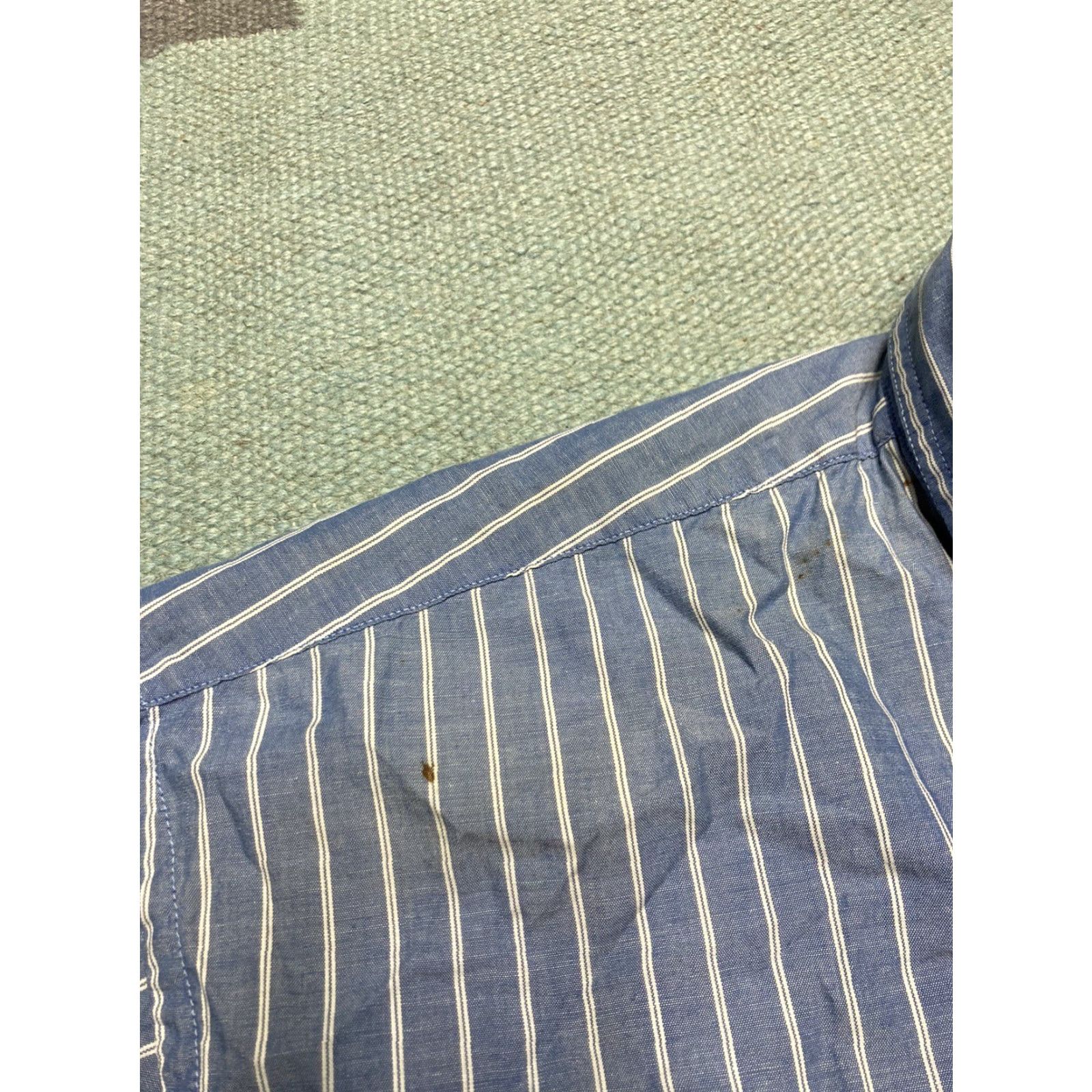 Eddie Bauer VINTAGE Eddie Bauer Button Shirt Short Sleeve Striped Cotton Pockets Blue Men’s L Large Shirts Mens Size US L / EU 52-54 / 3 - 4 Thumbnail