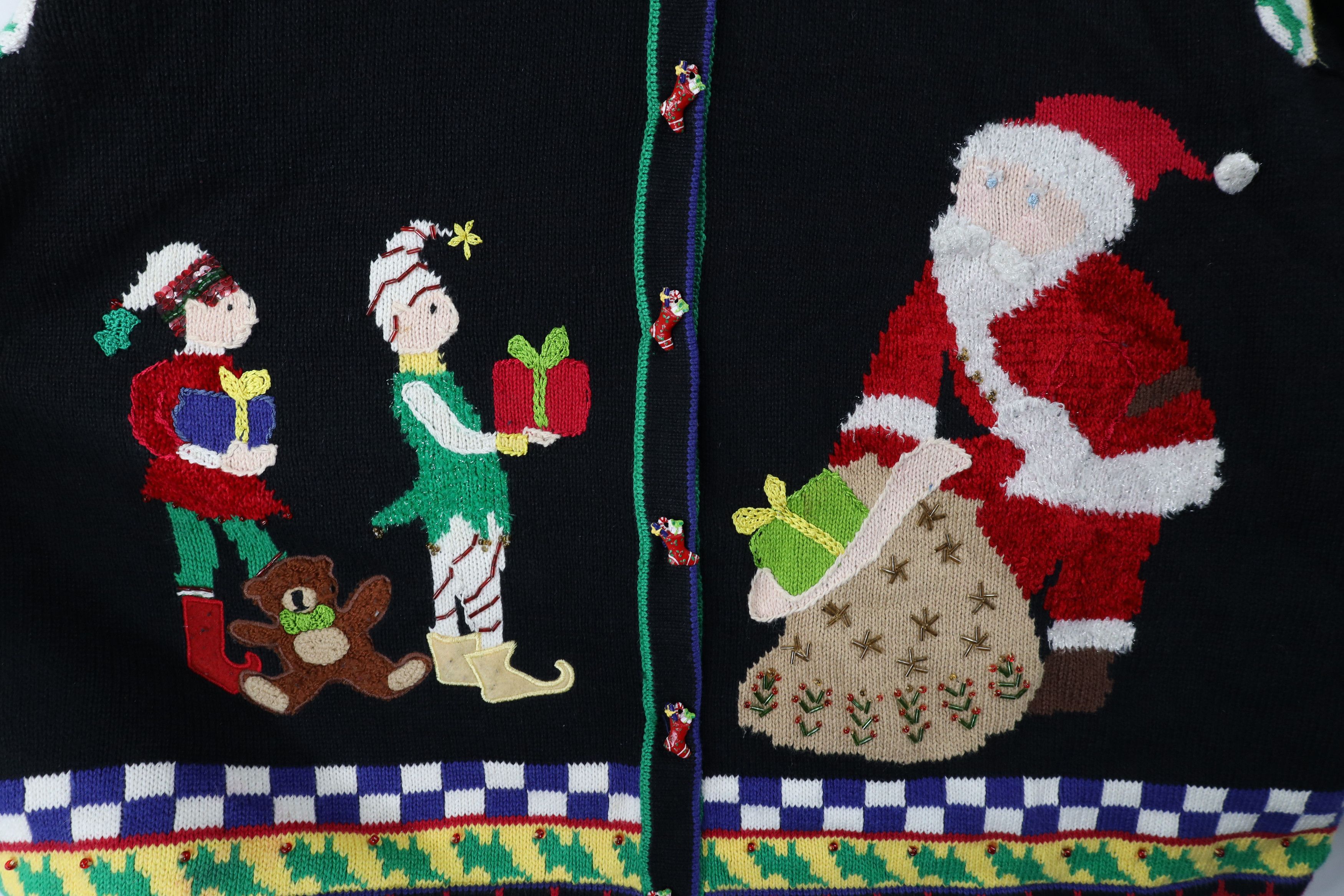 Vintage Vintage 90s Streetwear Elf All Over Print Cardigan Sweater Size 3XL / US 20-22 - 6 Thumbnail