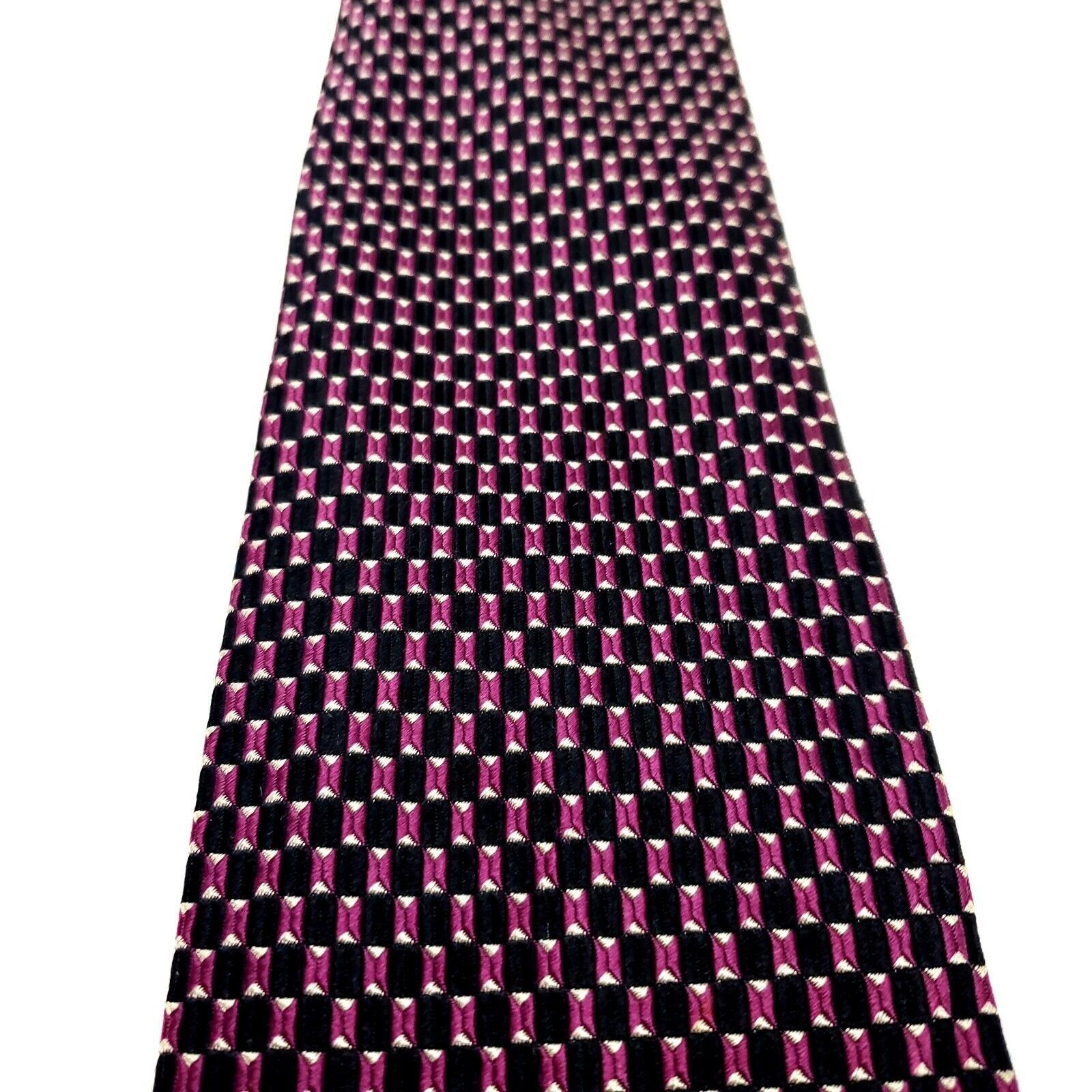 Nautica Nautica Silk Tie Woven Purple Black Geometric Size ONE SIZE - 2 Thumbnail