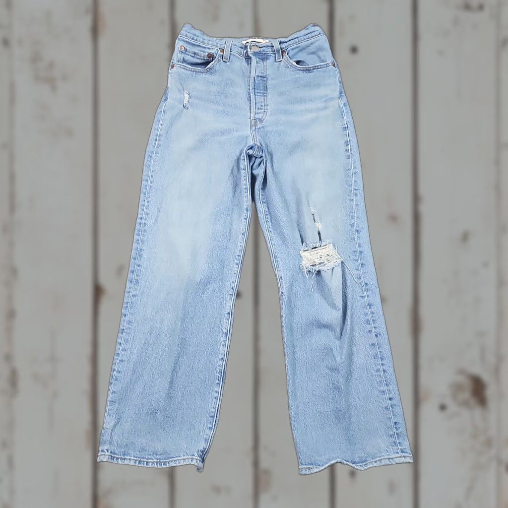 Levi's Levis Jeans Women 29 Light Distressed Stretch Denim Straight Size 29" - 1 Thumbnail