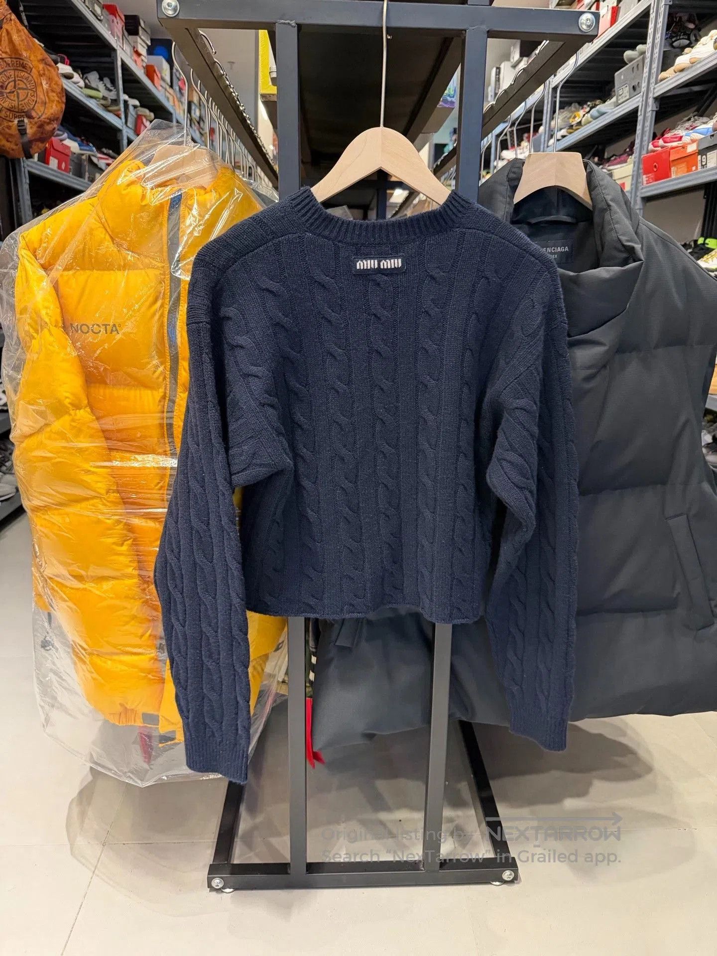 Miu Miu Miu Miu Navy Cable Knit Sweater. Size XS / US 0-2 / IT 36-38 - 2 Thumbnail